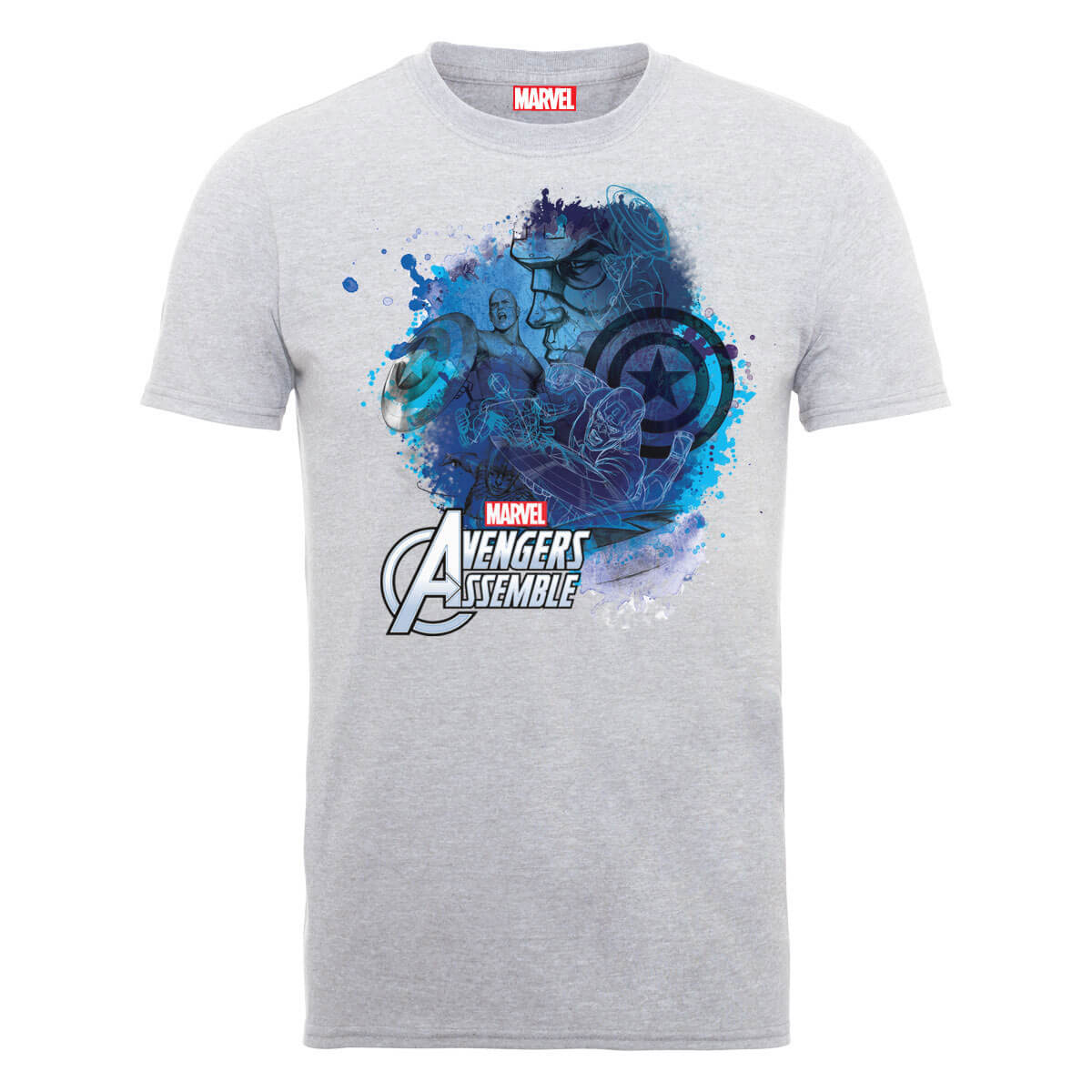 Marvel Avengers Assemble Captain America Montage T-Shirt - Grey - S