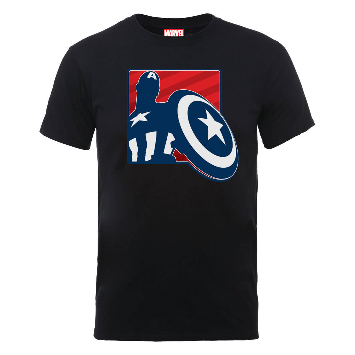 Marvel Avengers Assemble Captain America Outline Badge T-Shirt - Black - XL