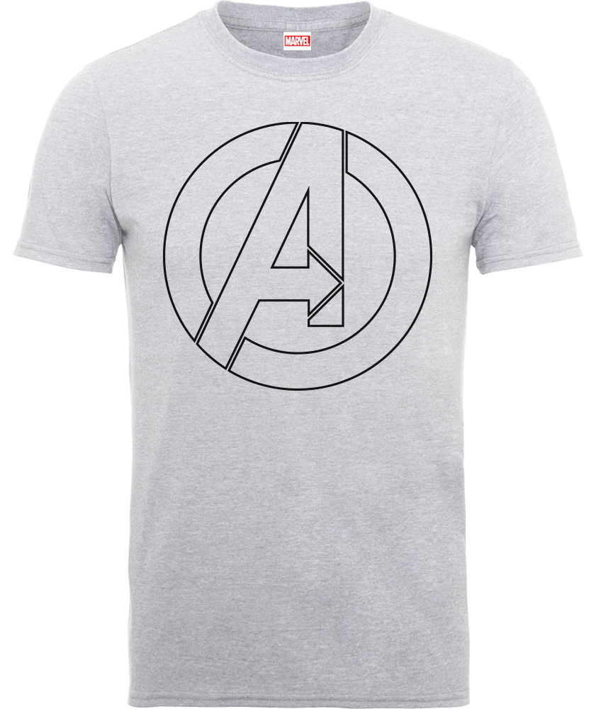 Marvel Avengers Assemble Captain America Outline Logo T-Shirt - Grey - M