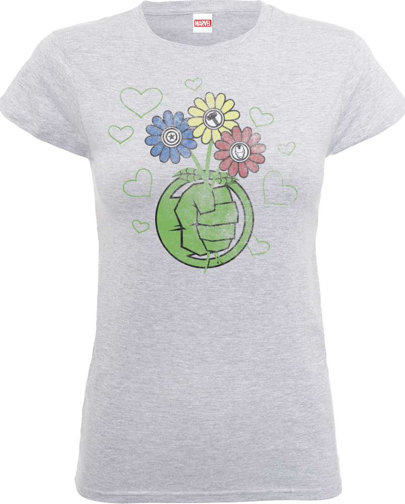 Marvel Avengers Hulk Flower Fist Women's T-Shirt - Grey - S