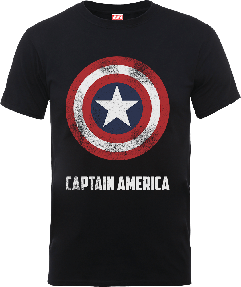 Marvel Avengers Assemble Captain America Shield Logo T-Shirt - Black - XXL