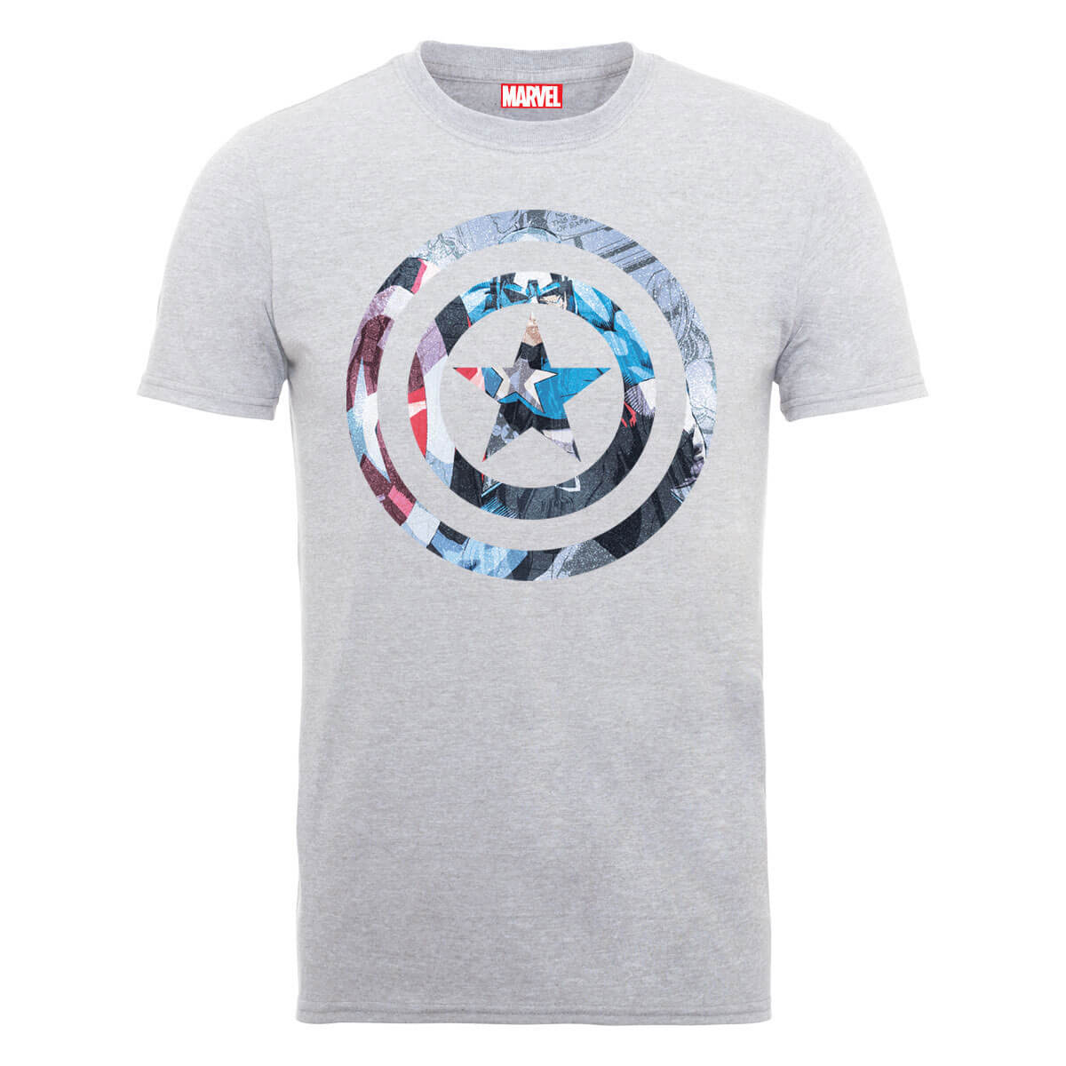 Marvel Avengers Assemble Captain America Shield Montage T-Shirt - Grey - XXL