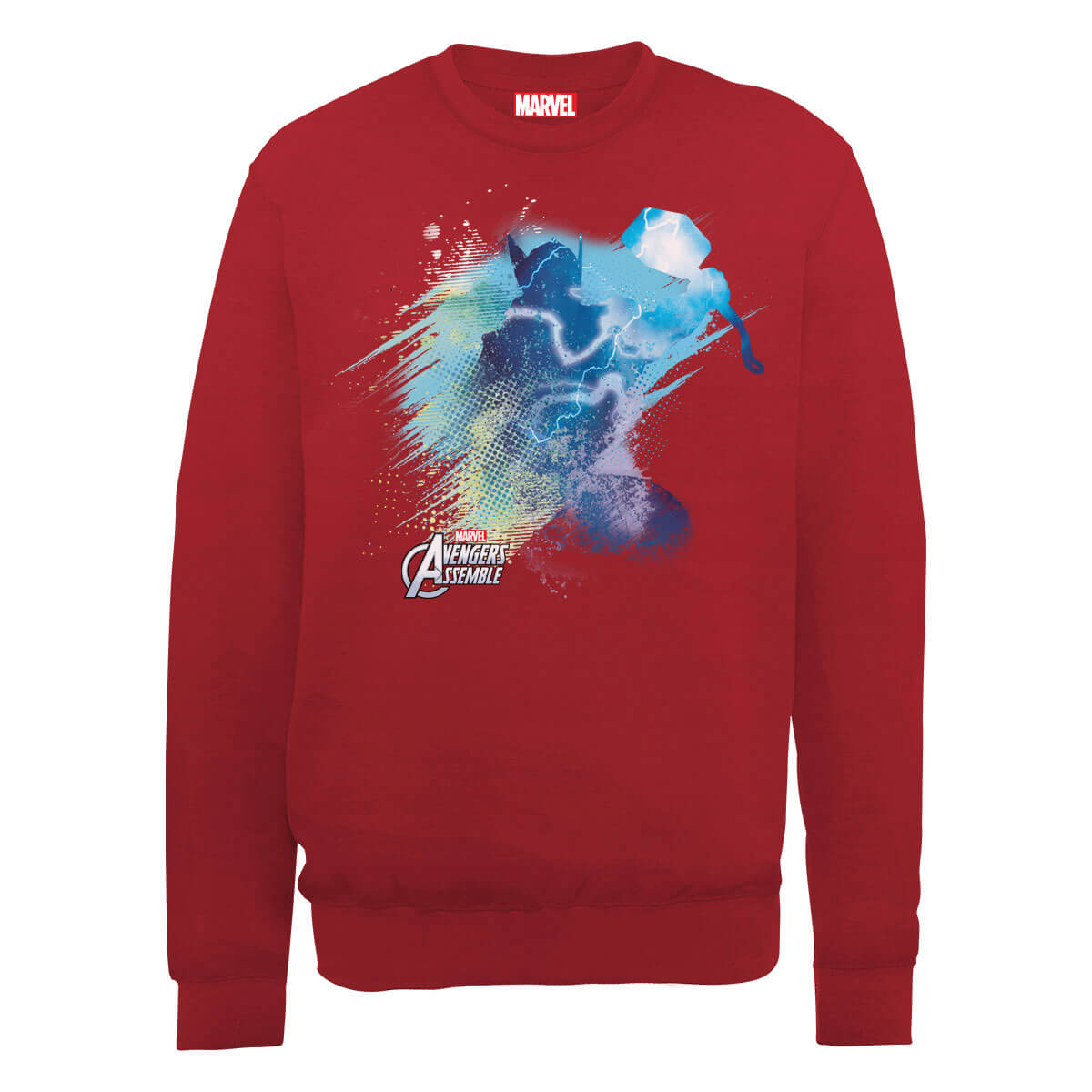 Marvel Avengers Assemble Thor Art Burst Sweatshirt - Red - L - Red