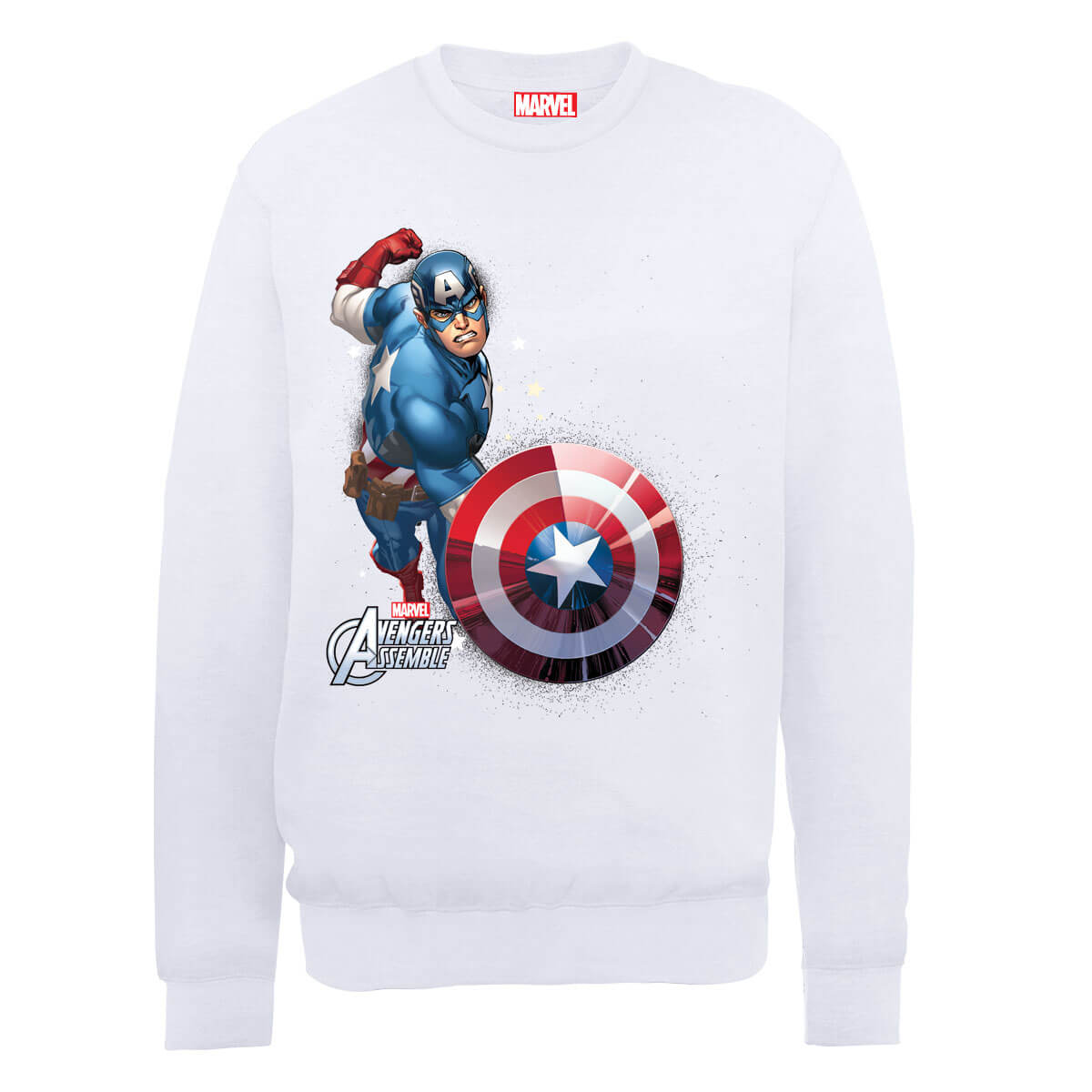 Marvel Avengers Assemble Captain America Comic Burst Sweatshirt - White - L - White