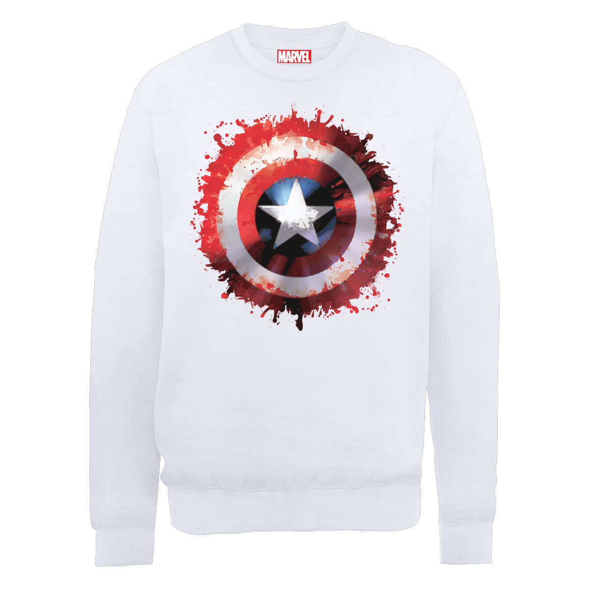 Marvel Avengers Assemble Captain America Art Shield Sweatshirt - White - L - White