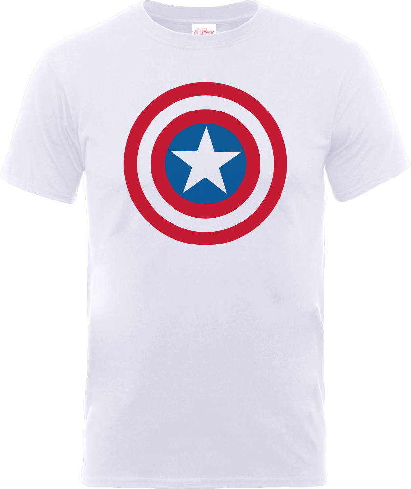 Marvel Avengers Assemble Captain America Simple Shield T-Shirt - White - S