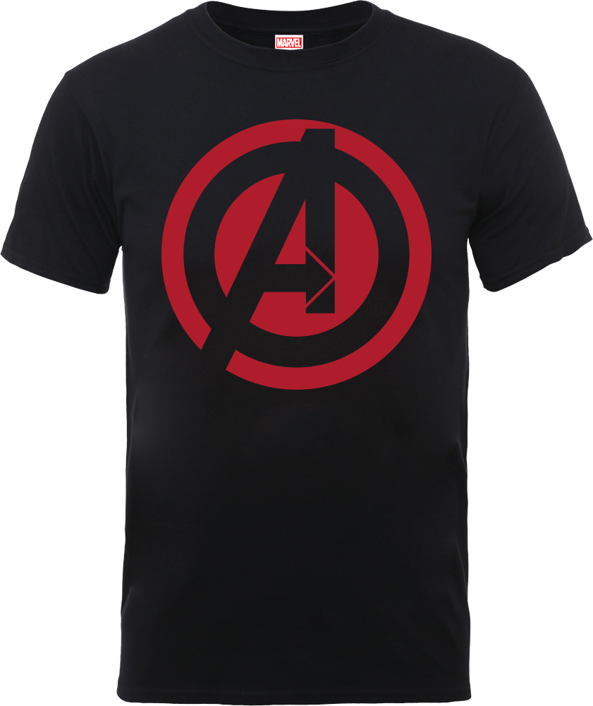 Marvel Avengers Assemble Captain America Logo T-Shirt - Black - L