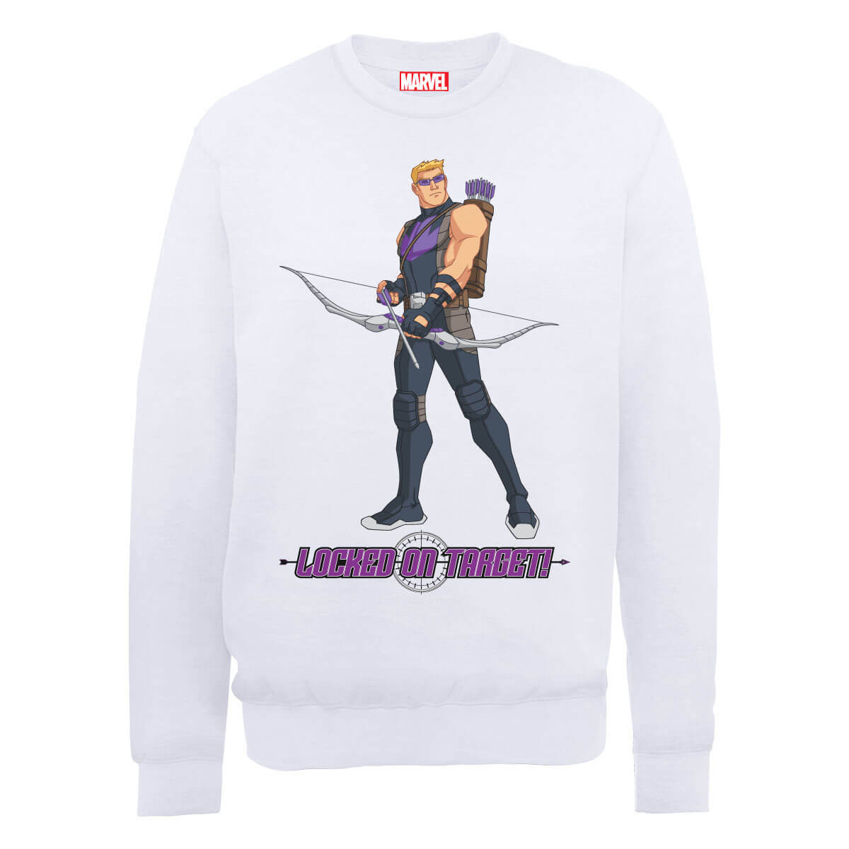 Marvel Avengers Assemble Hawkeye Locked On Sweatshirt - White - S - White