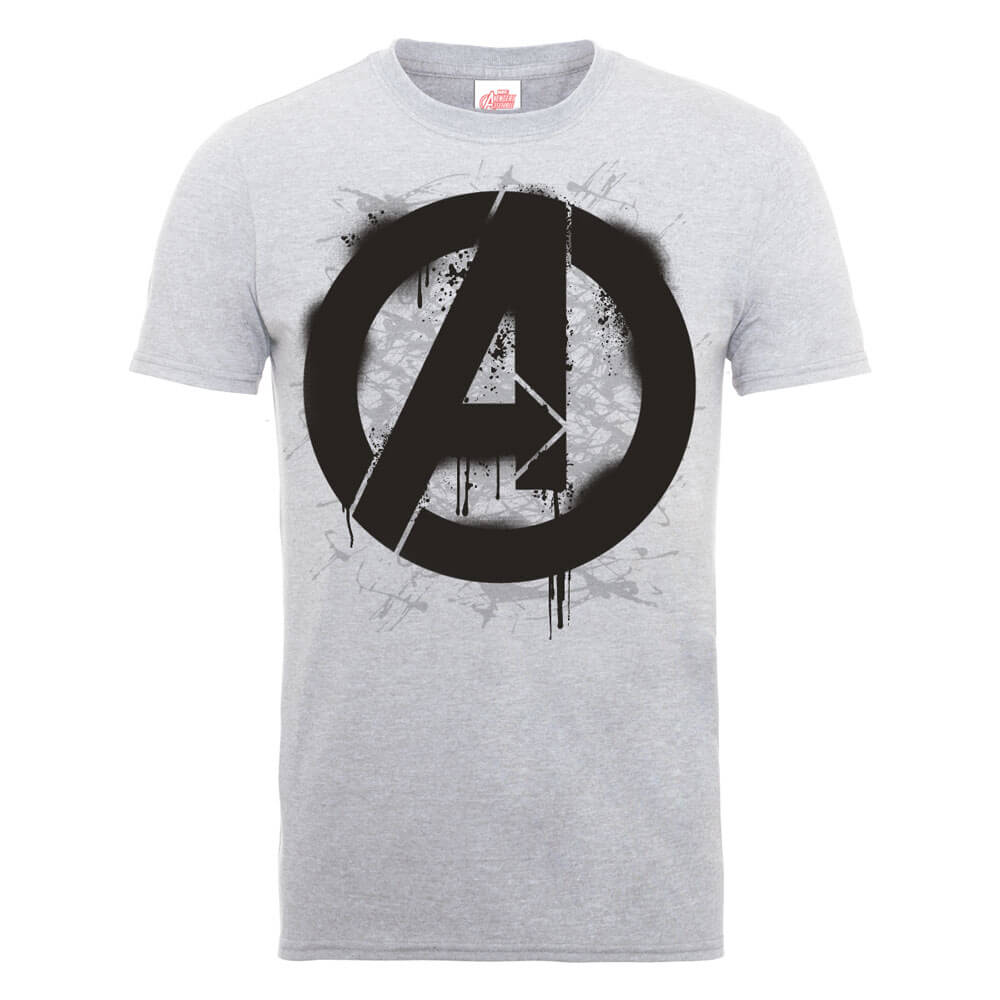 Marvel Avengers Assemble Logo Stencil T-Shirt - Grey - XXL