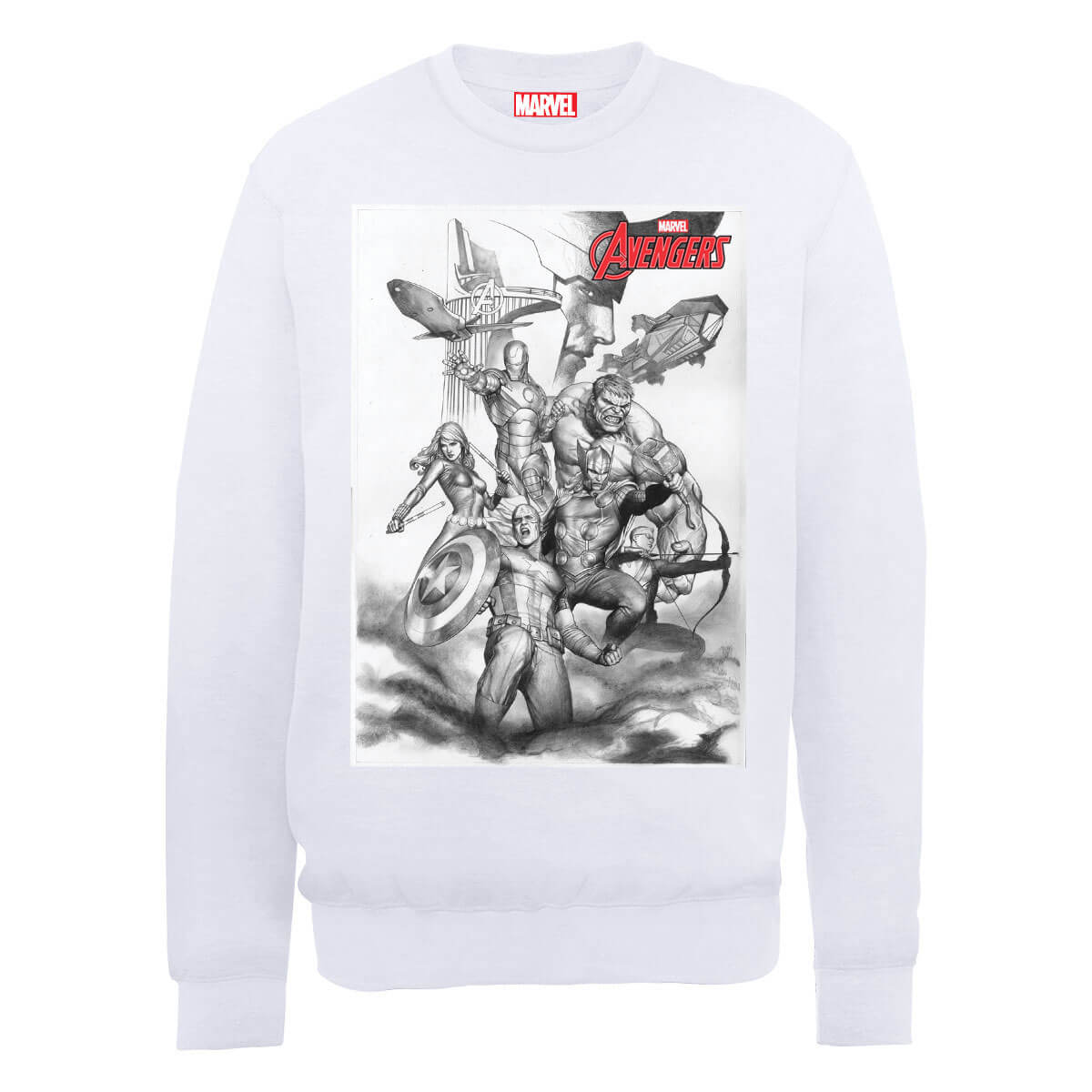 Marvel Avengers Assemble Team Sketch Sweatshirt - White - M - White