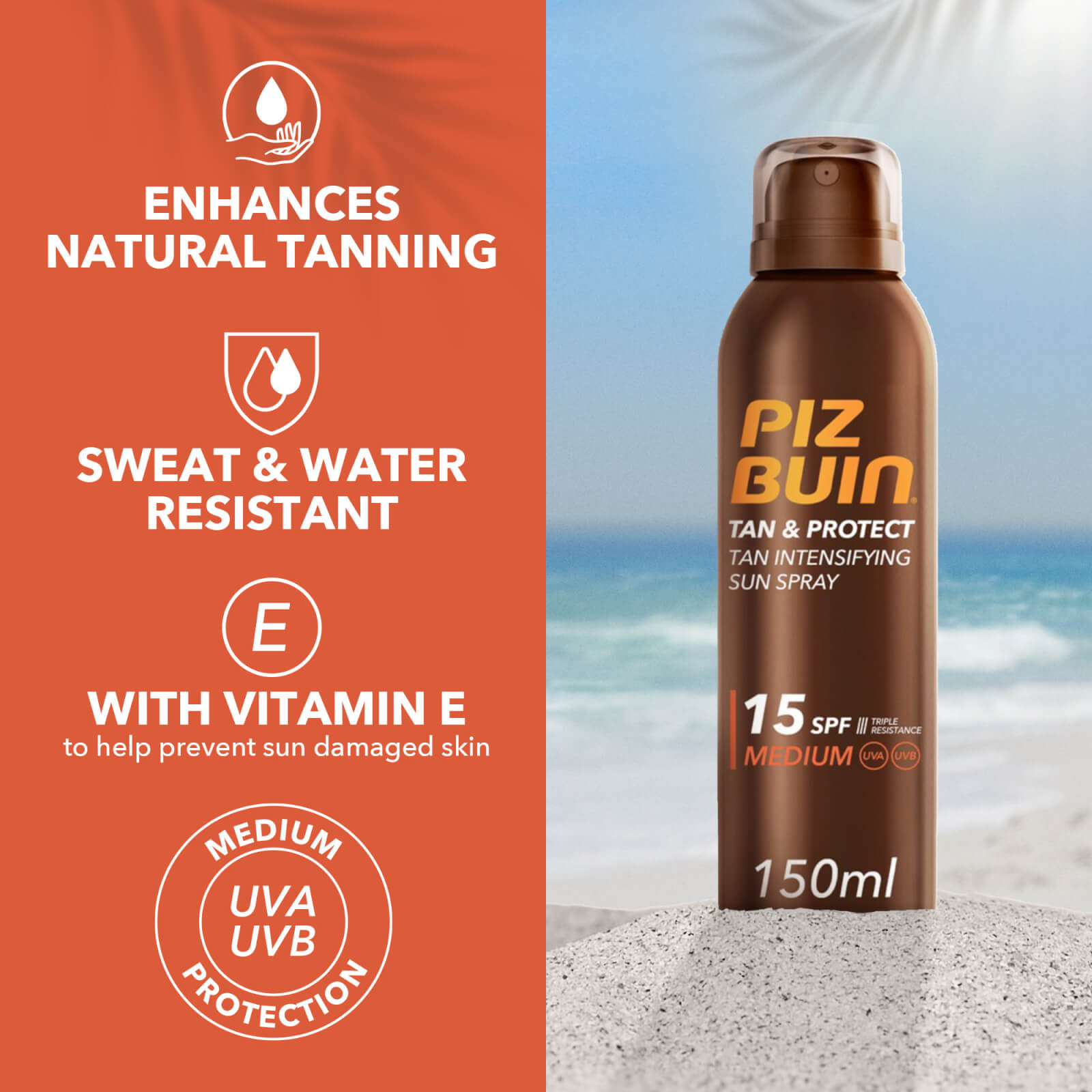 Piz Buin Tan and Protect Spray SPF 15 150ml 2