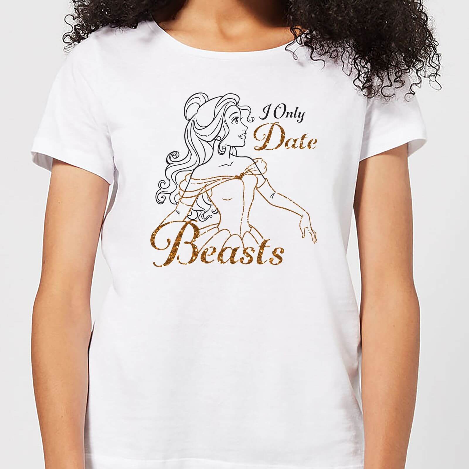 disney beauty and the beast princess belle i only date beasts women's t-shirt - white - l