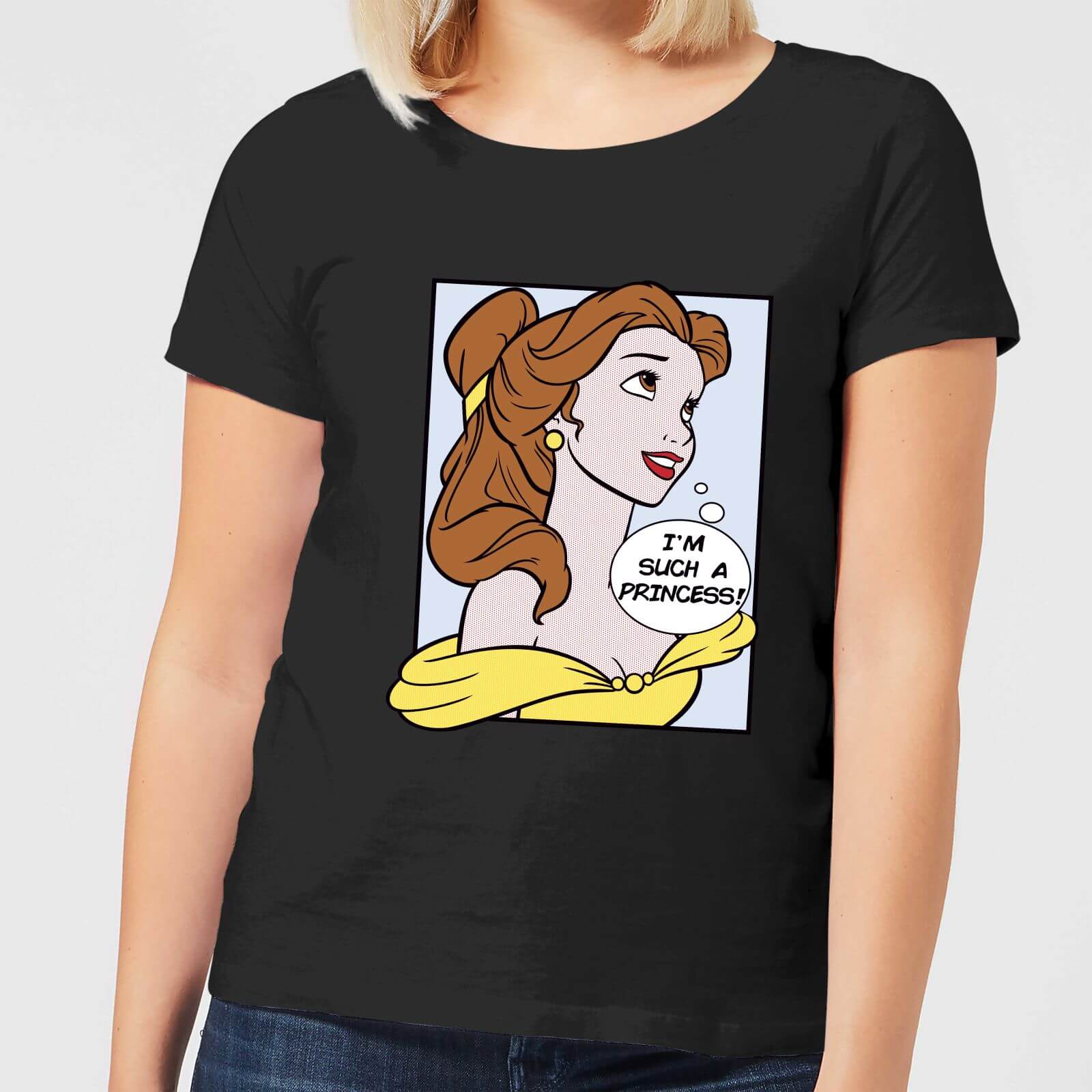 disney beauty and the beast princess pop art belle women's t-shirt - black - 5xl
