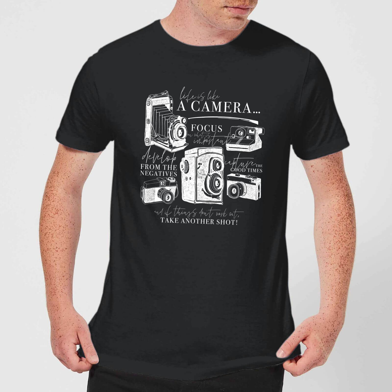 Life Is Like A Camera T-Shirt - Black - XXL - Black