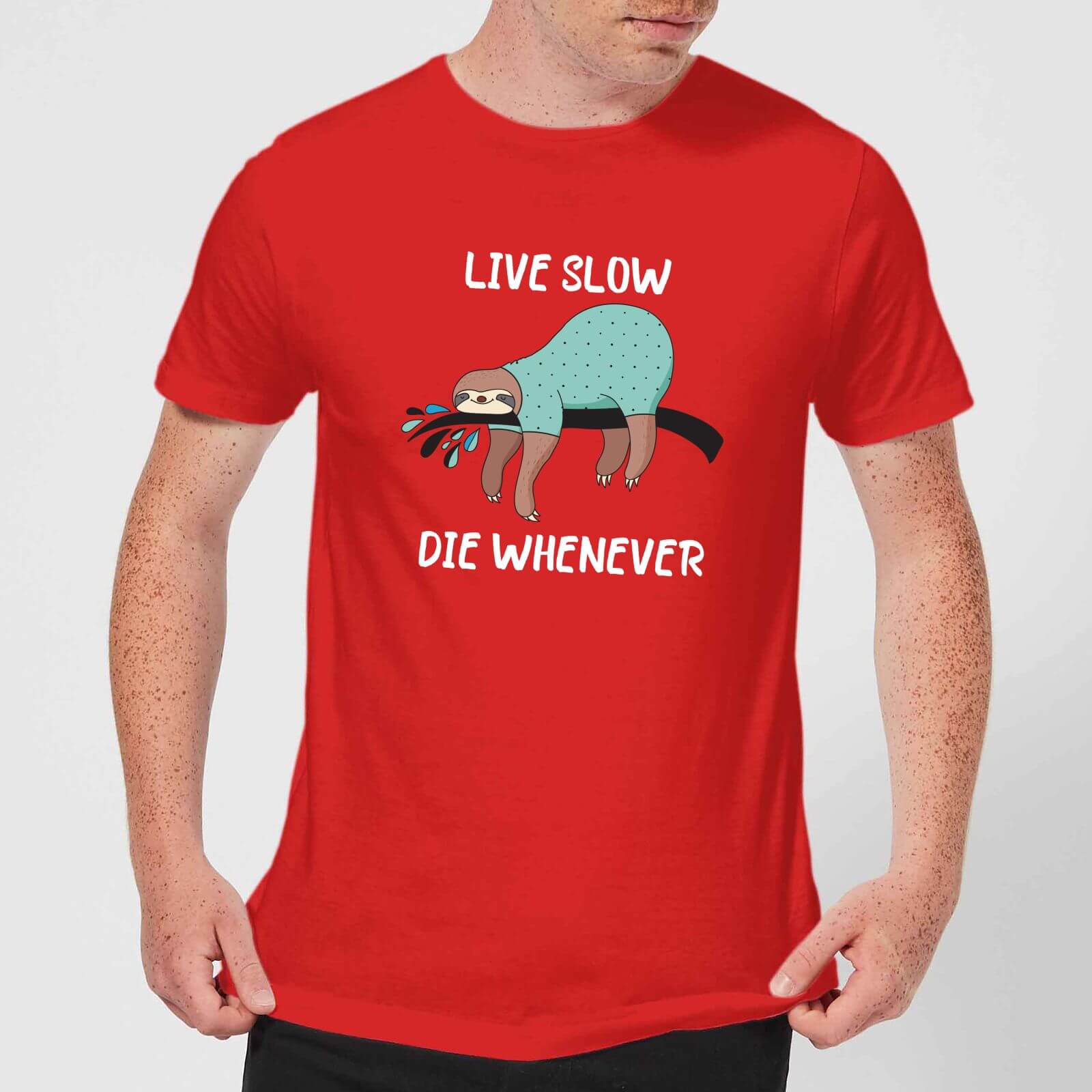Live Slow Die WHenever T-Shirt - Red - XL - Red