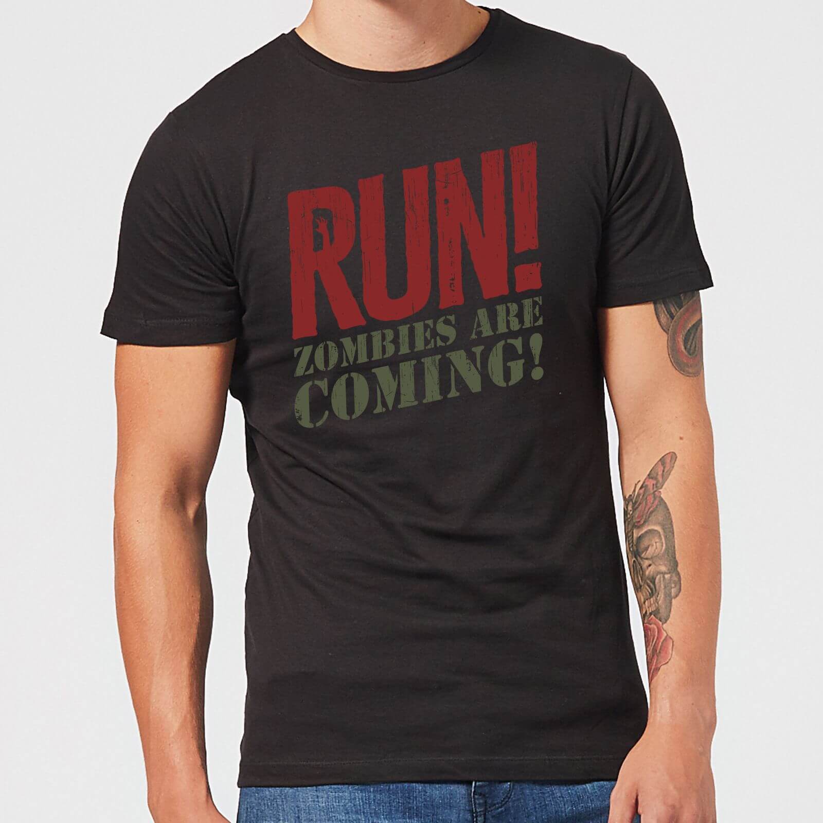 RUN! Zombies Are Coming! T-Shirt - Black - XS - Black