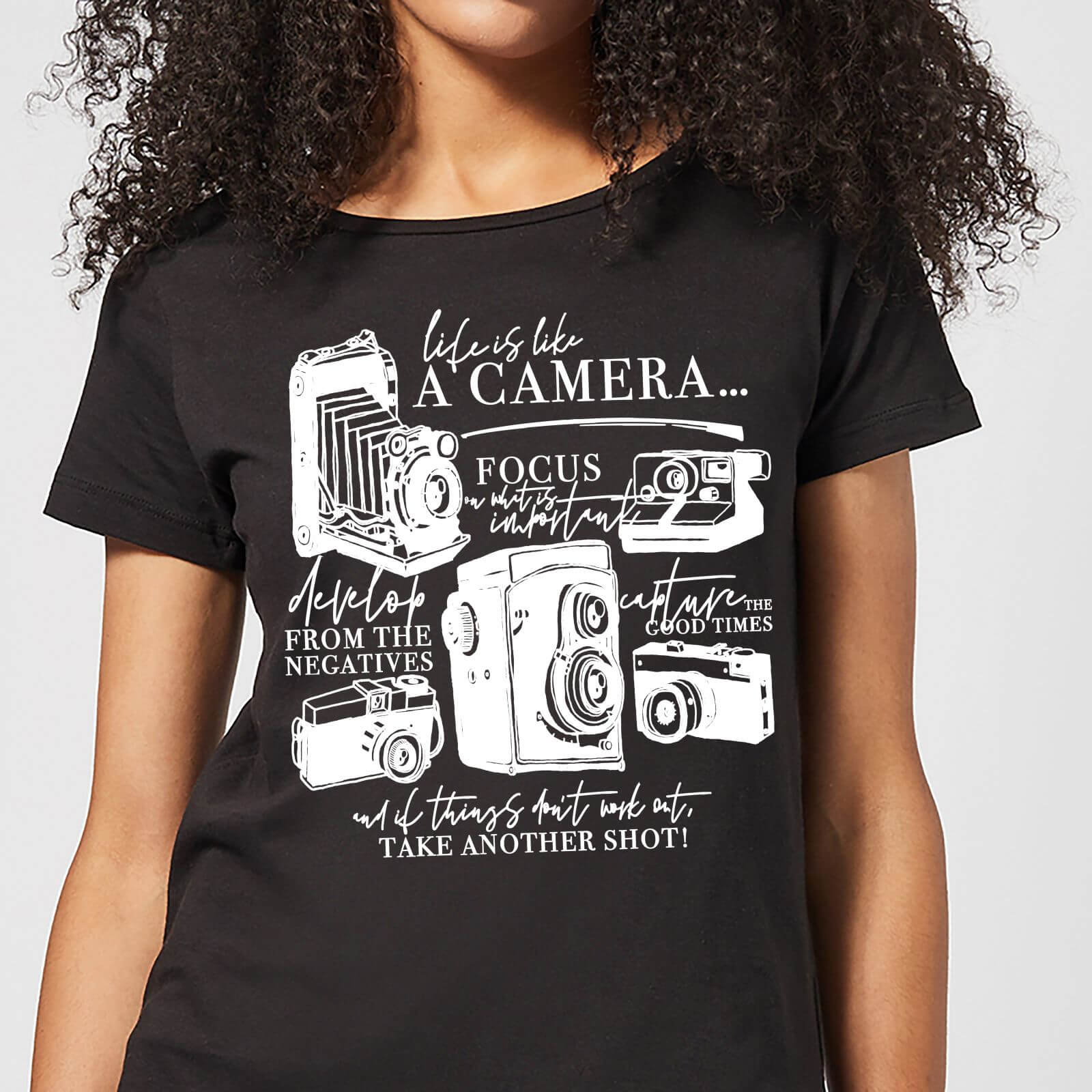Image of Life Is Like A Camera Women's T-Shirt - Black - 5XL - Schwarz