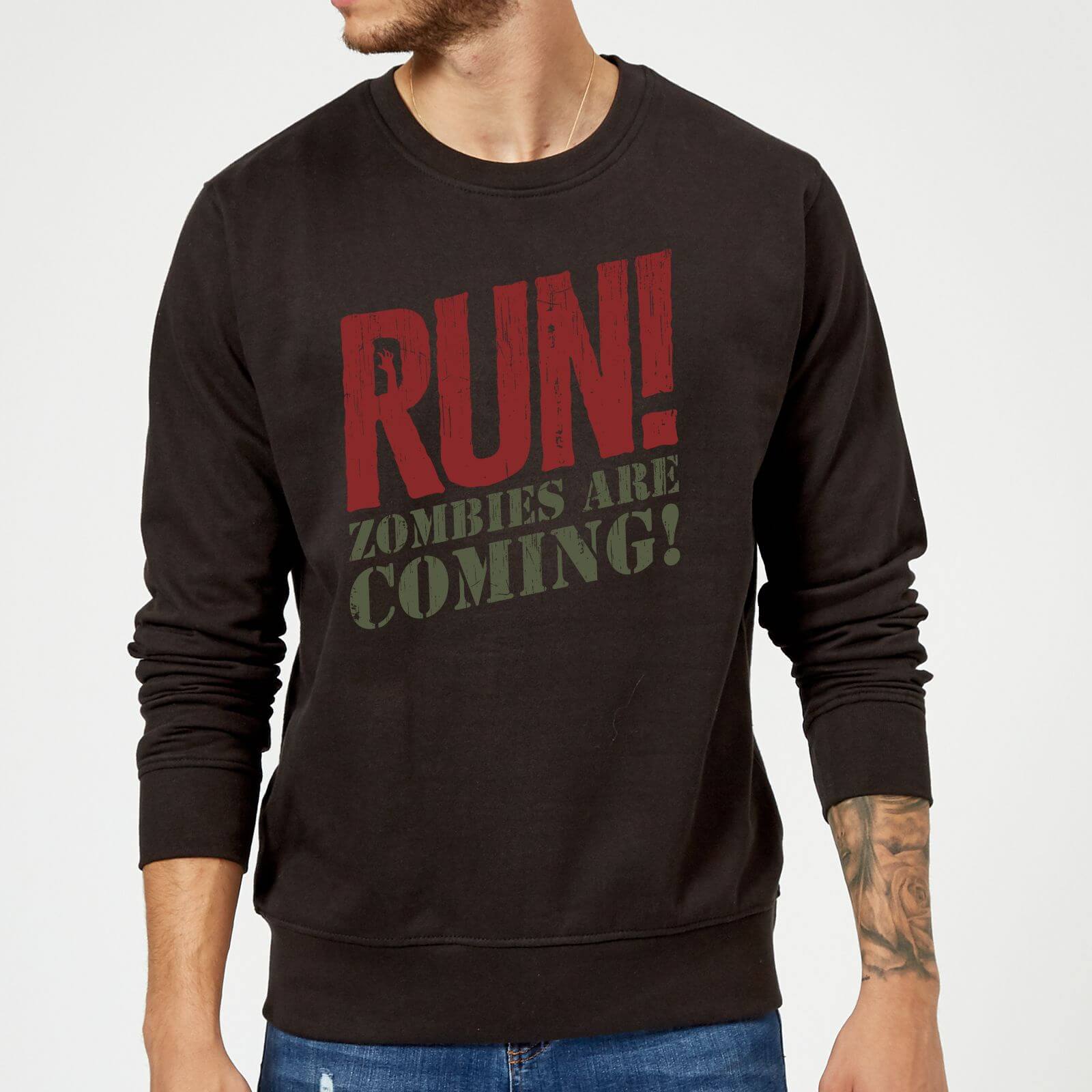 RUN! Zombies Are Coming! Sweatshirt - Black - XL - Black