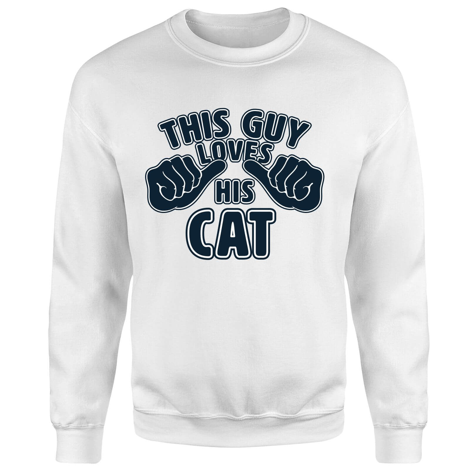 This Guy Loves His Cat Sweatshirt - White - S - White