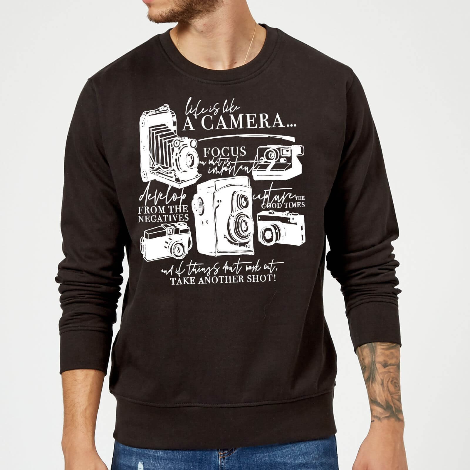 Life Is Like A Camera Sweatshirt - Black - L - Black