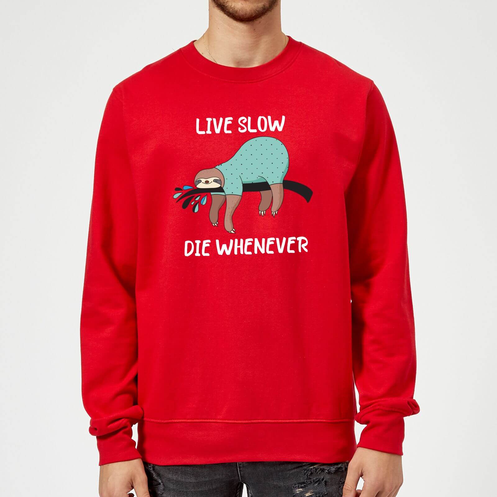 Live Slow Die WHenever Sweatshirt - Red - M - Red