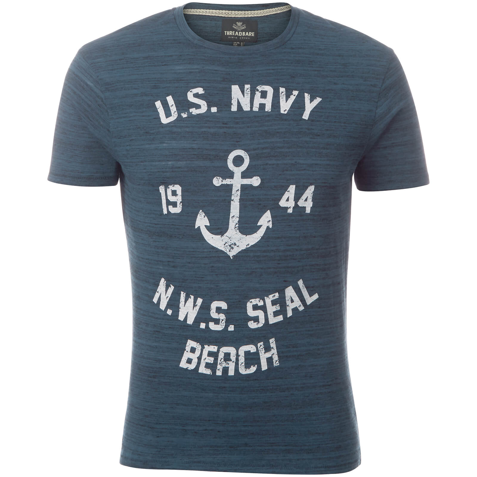 T-Shirt Homme Seal Beach Threadbare - Bleu Denim - L - Bleu