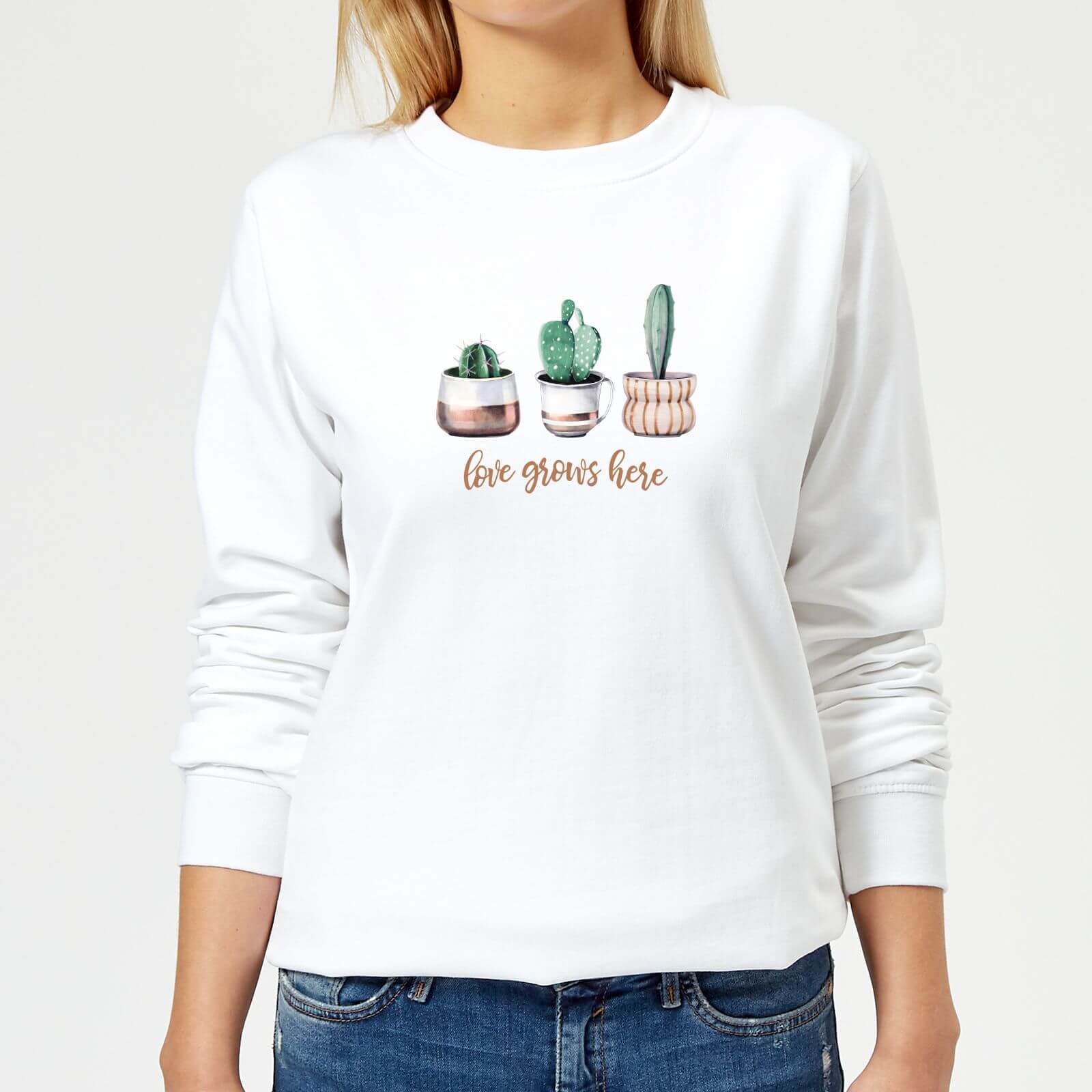 Love Grows Here Women's Sweatshirt - White - XS - White