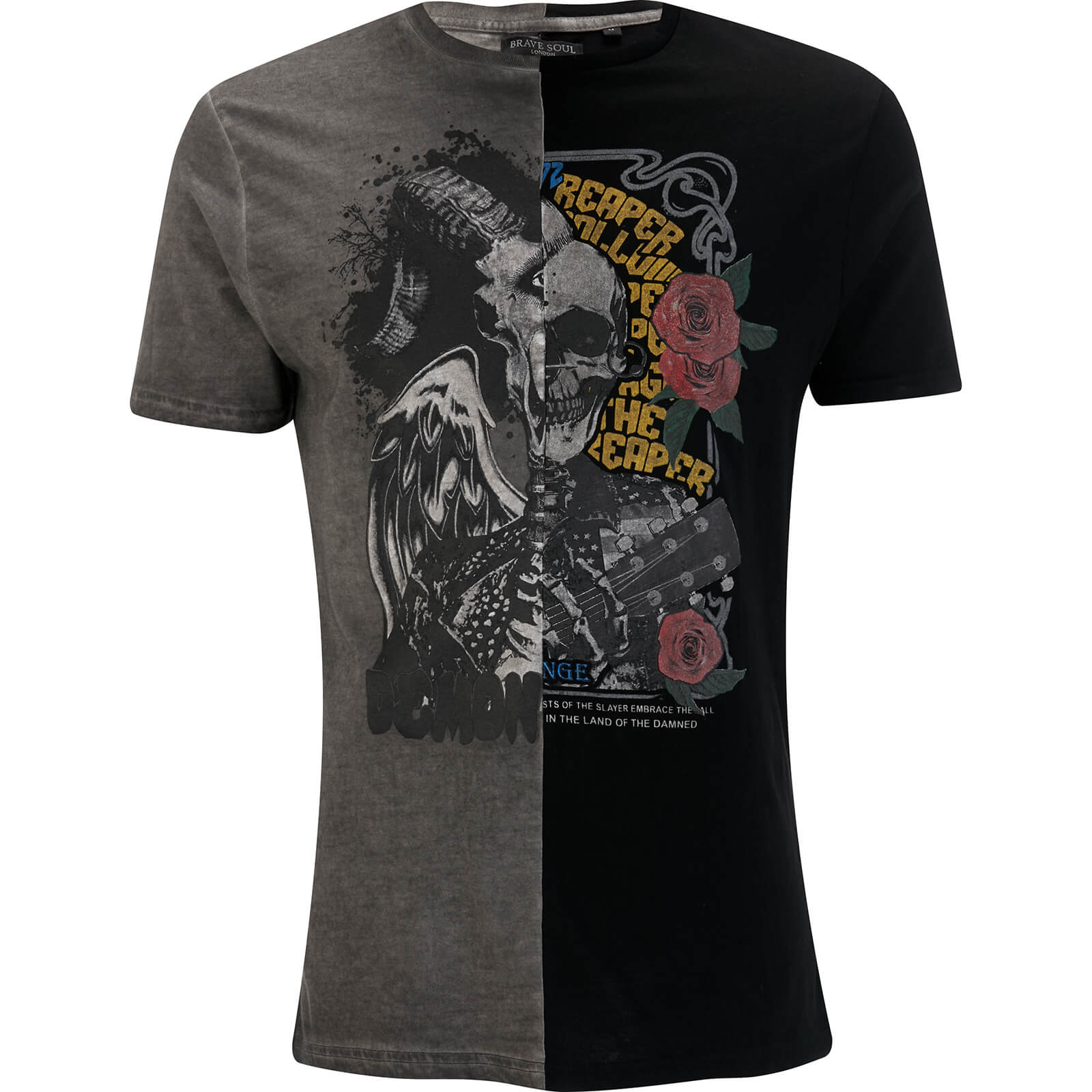 T-Shirt Homme Fear Splice Brave Soul - Noir / Marine - M - Noir/Gris