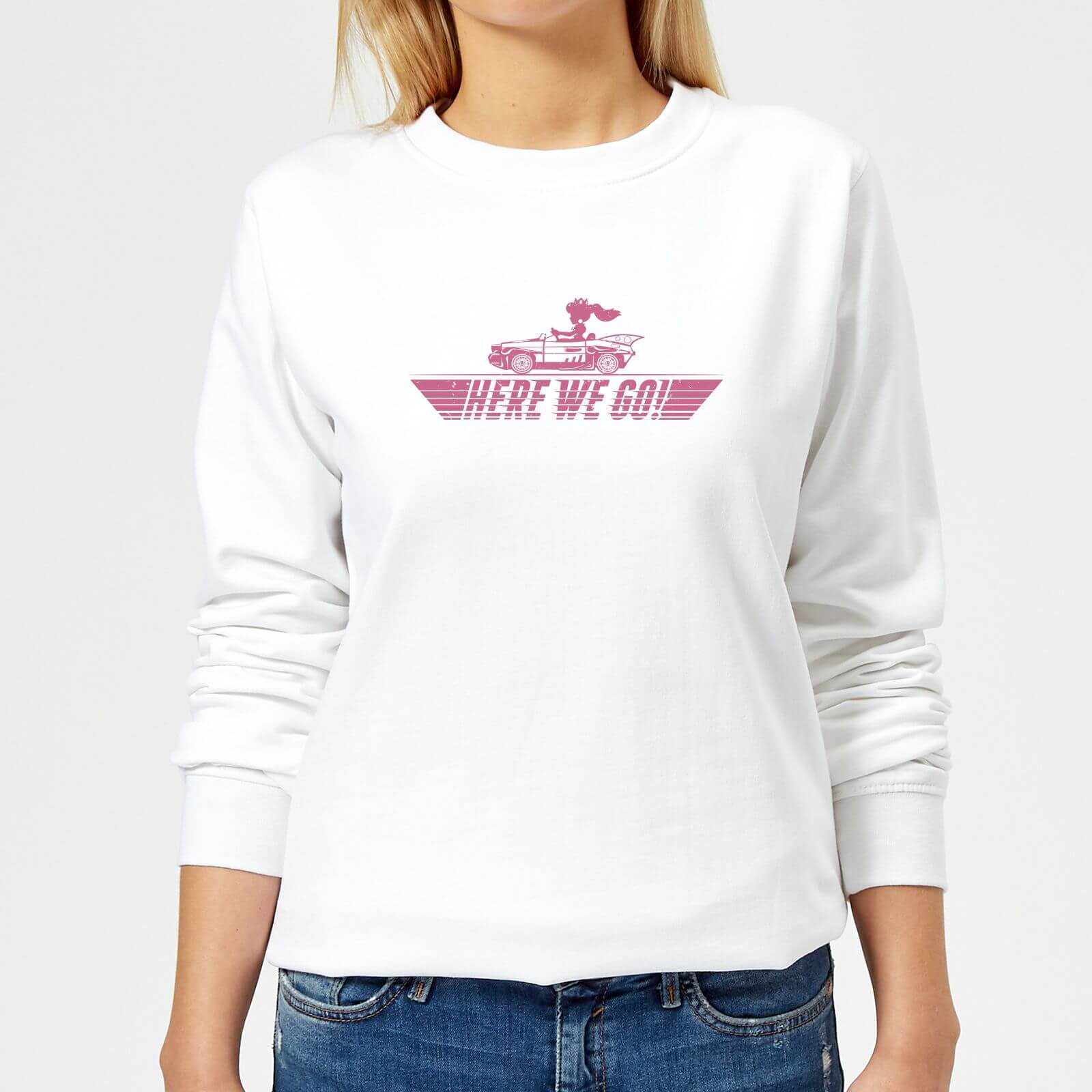 Nintendo Mario Kart Here We Go Peach Women's Sweatshirt - White - XS