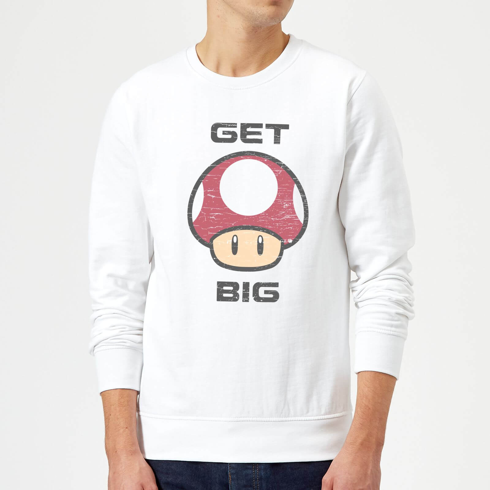 Nintendo Super Mario Get Big Mushroom Sweatshirt - White - L