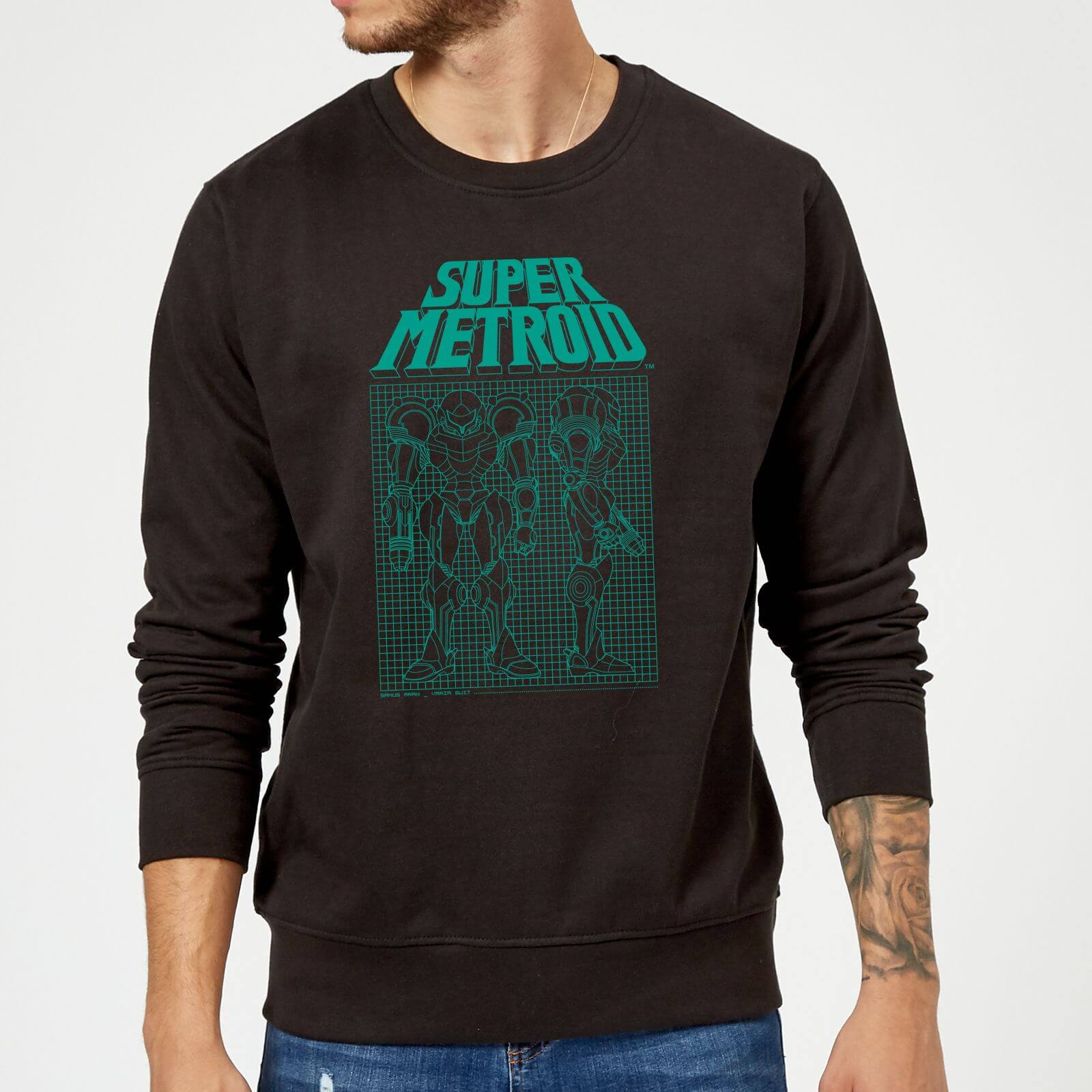 

Sweat Homme Super Metroid (Nintendo) Power Suit Blueprint Black - Noir - L