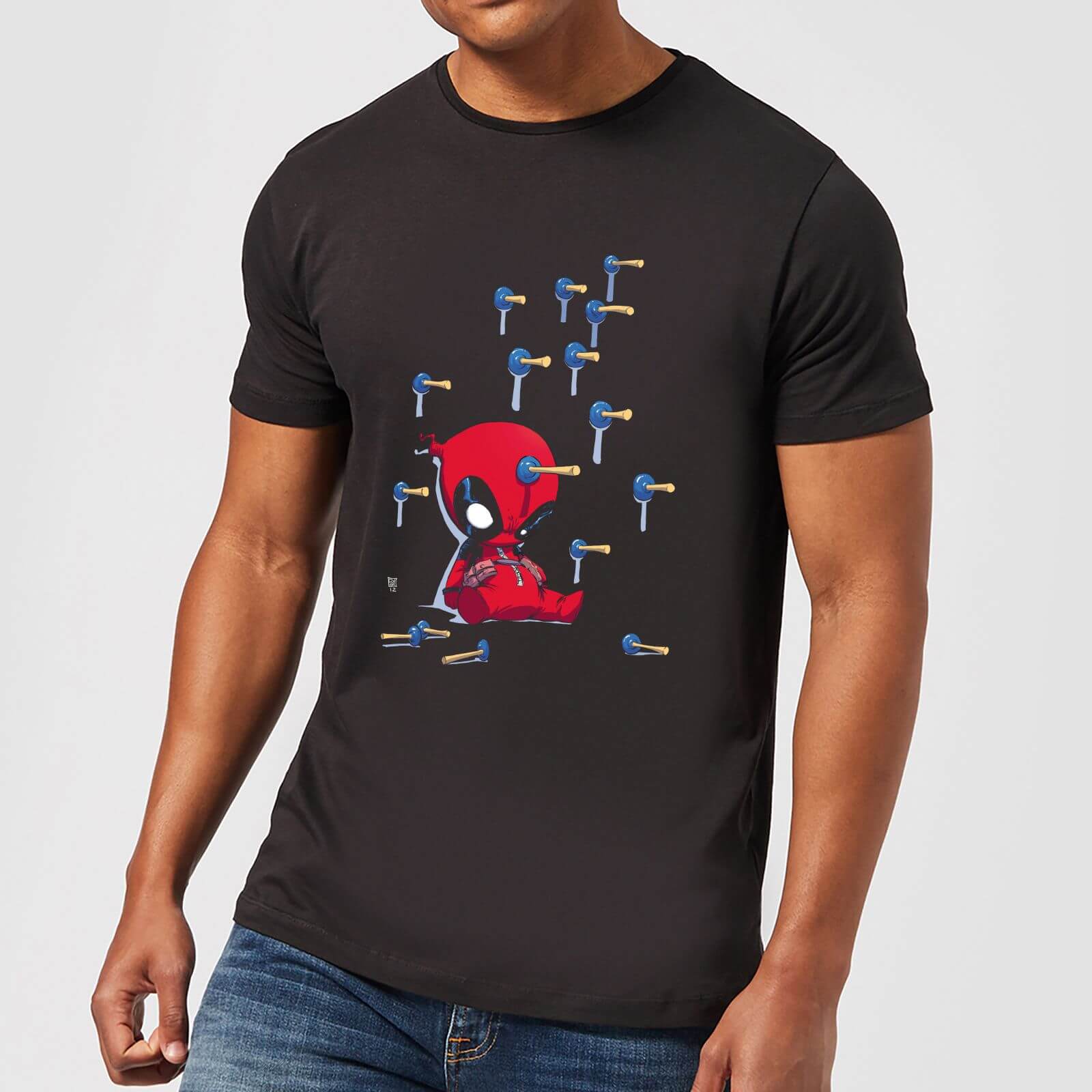 Marvel Deadpool Cartoon Knockout T-Shirt - Black - XS