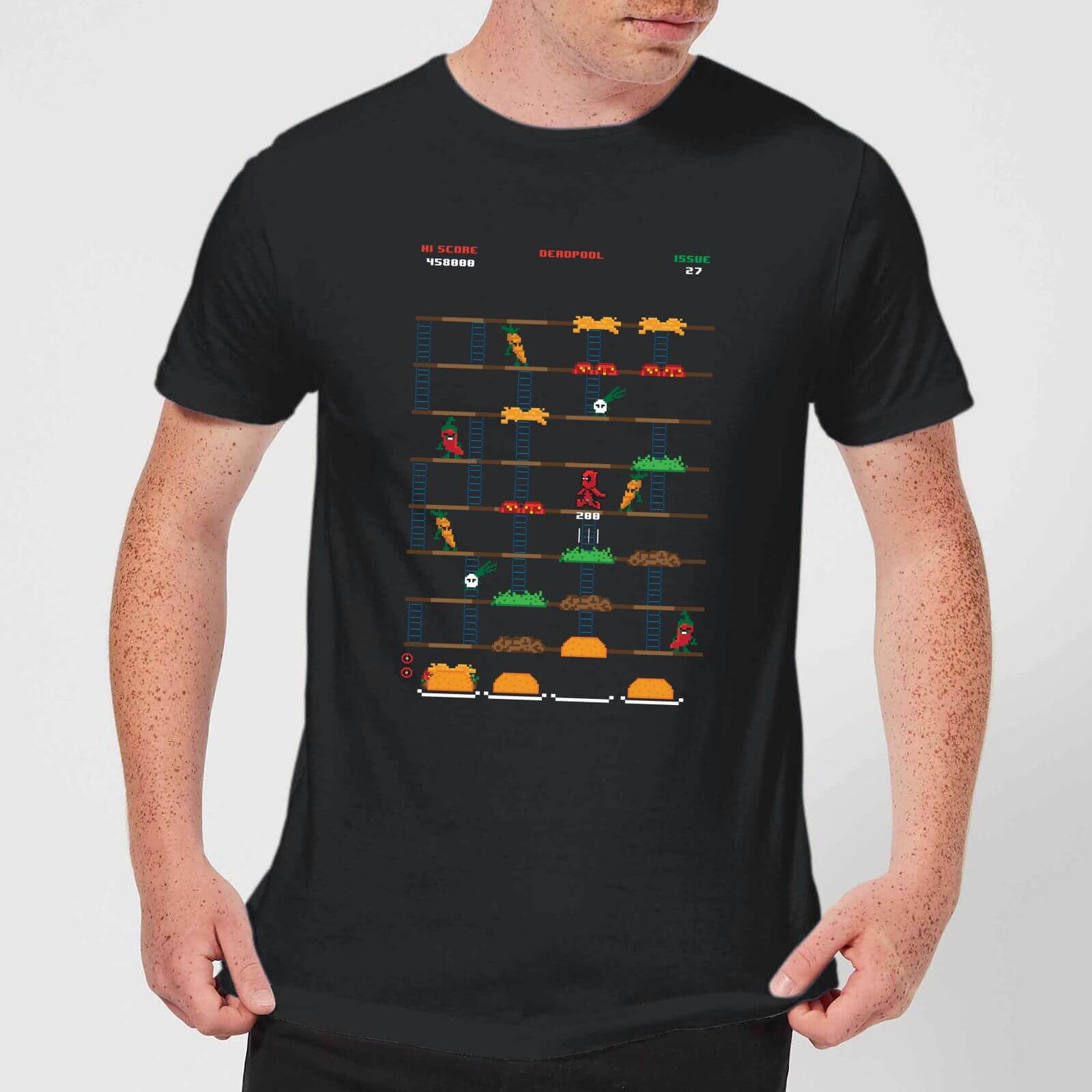 Marvel Deadpool Retro Game T-Shirt - Black - XS