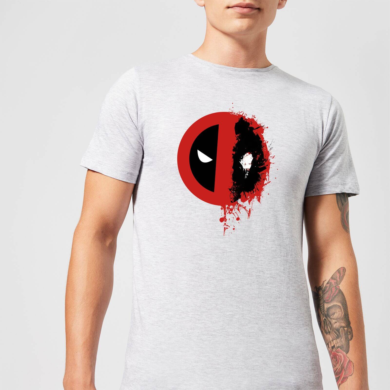 Marvel Deadpool Split Splat Logo T-Shirt - Grey - 3XL - Grey