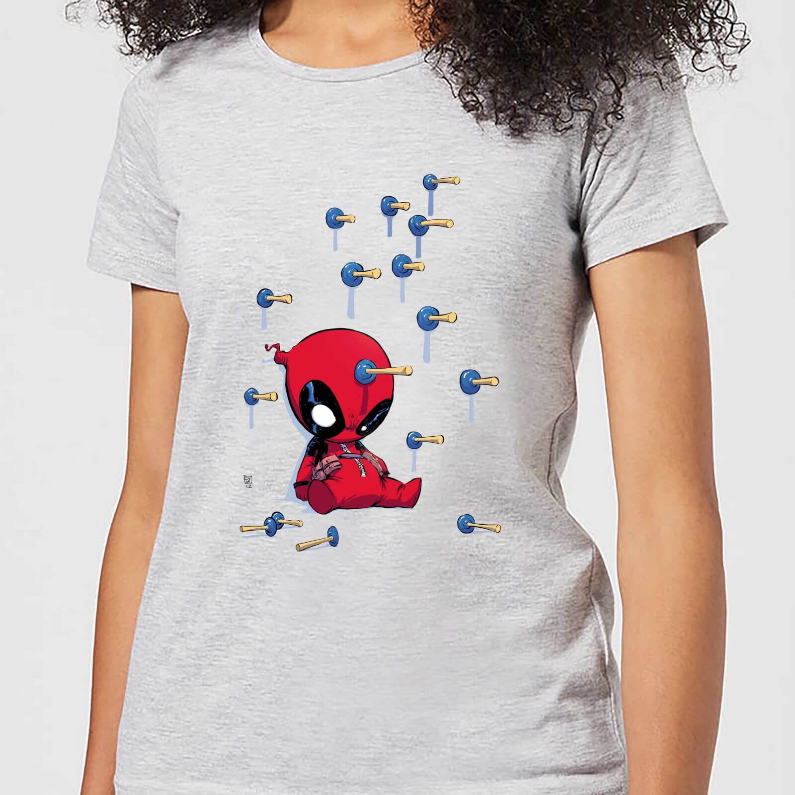 Marvel Deadpool Cartoon Knockout Women's T-Shirt - Grey - 3XL