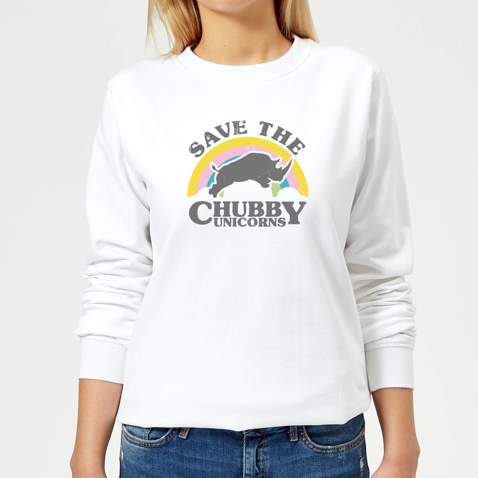 Save The Chubby Unicorns Women's Sweatshirt - White - XS - White