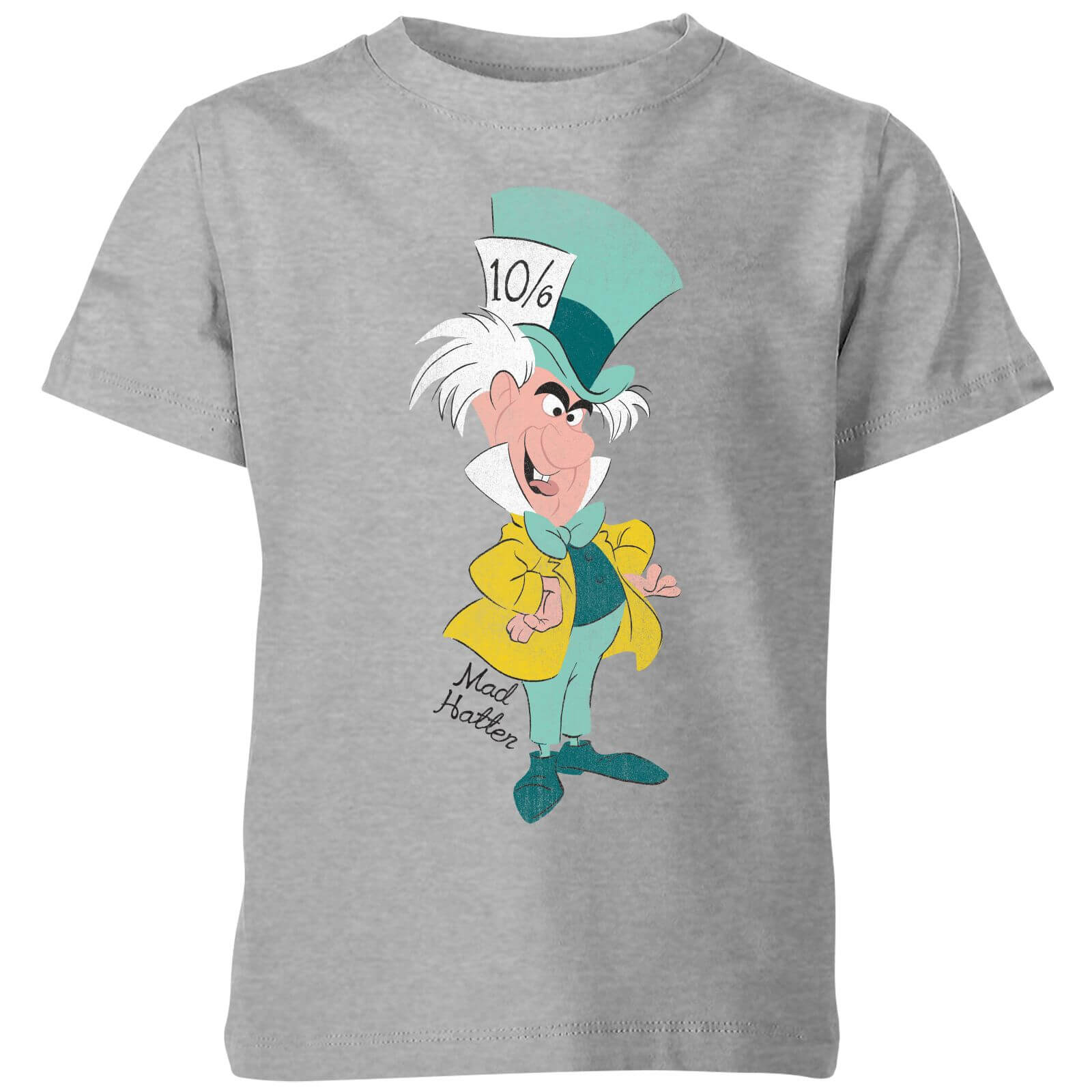 Disney Alice In Wonderland Mad Hatter Classic Kids' T-Shirt - Grey - 3-4 Years - Grey
