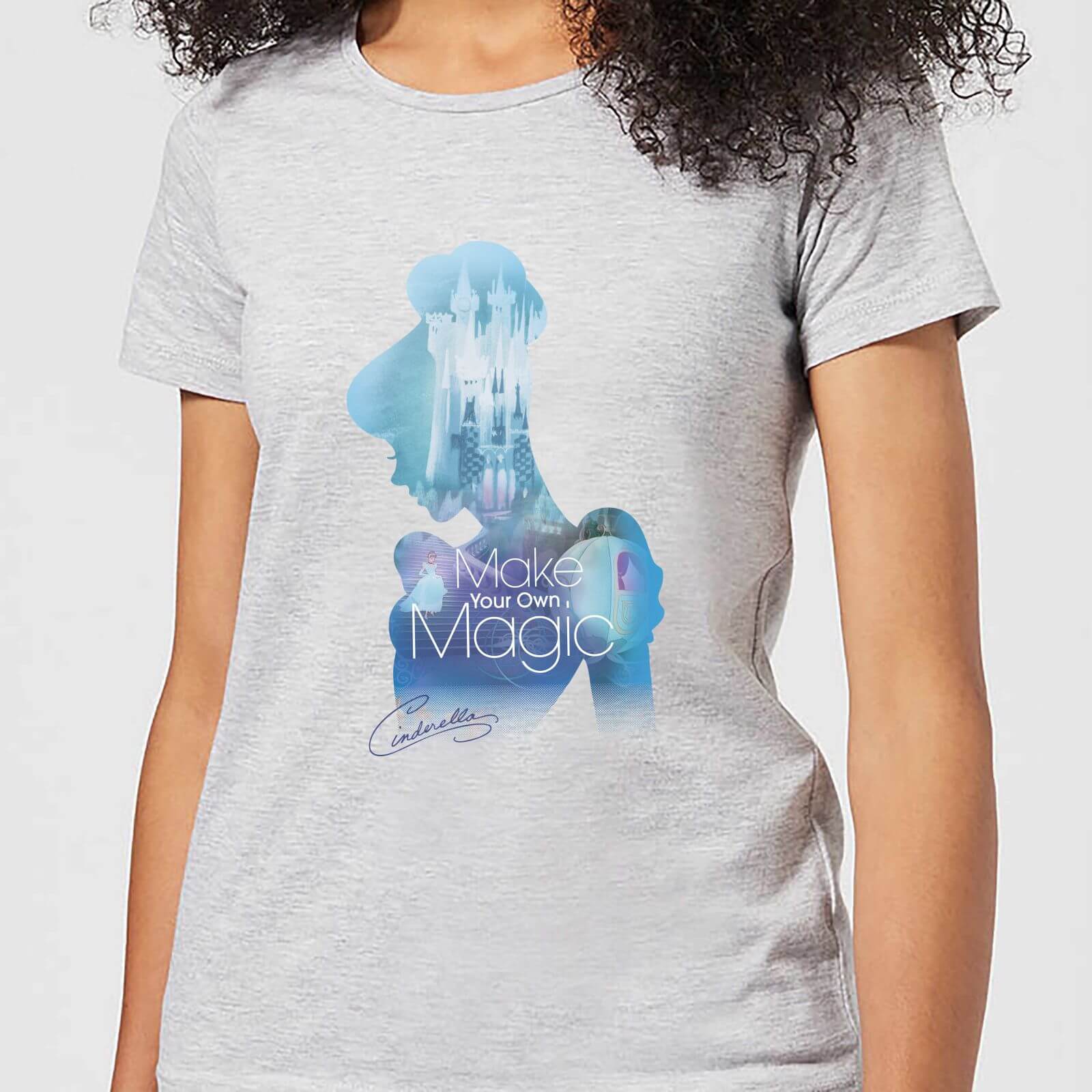 Disney Prinzessin Ausgefüllte Silhouette Cinderella Damen T-Shirt – Grau – S