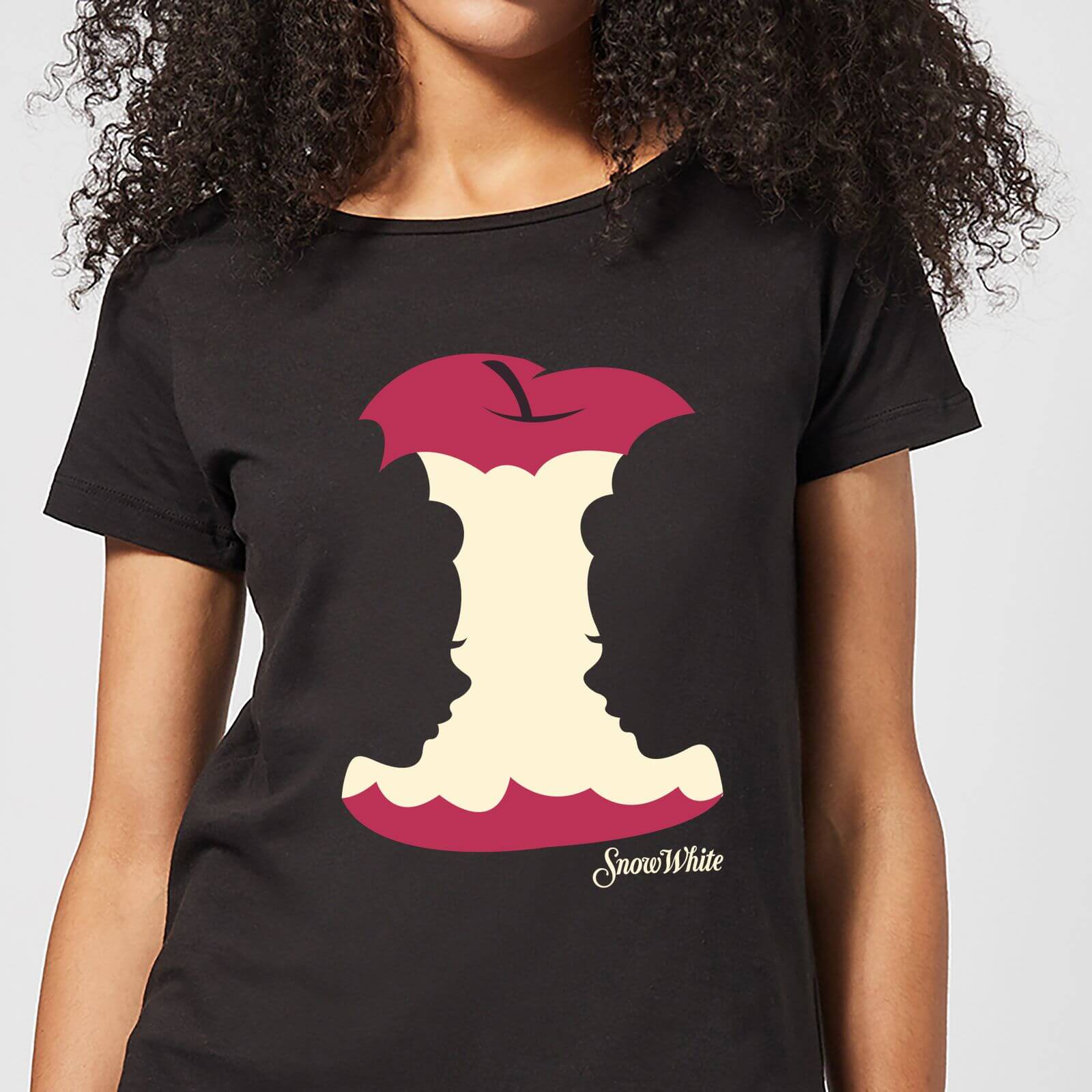 disney princess colour silhouette snow white apple women's t-shirt - black - s