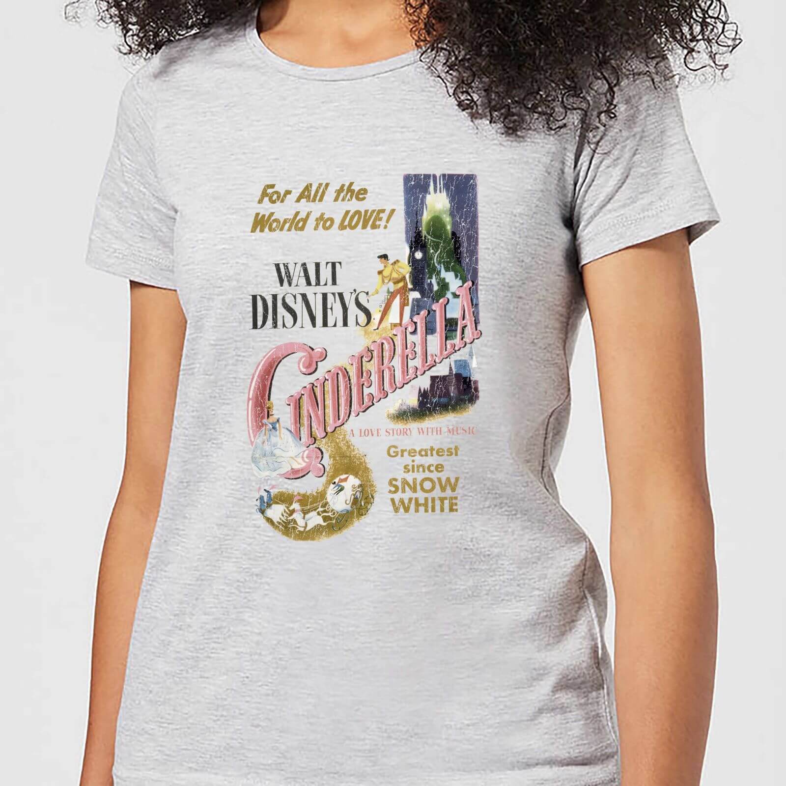 Disney Prinzessin Cinderella Retro Poster Damen T-Shirt – Grau – S – Grau