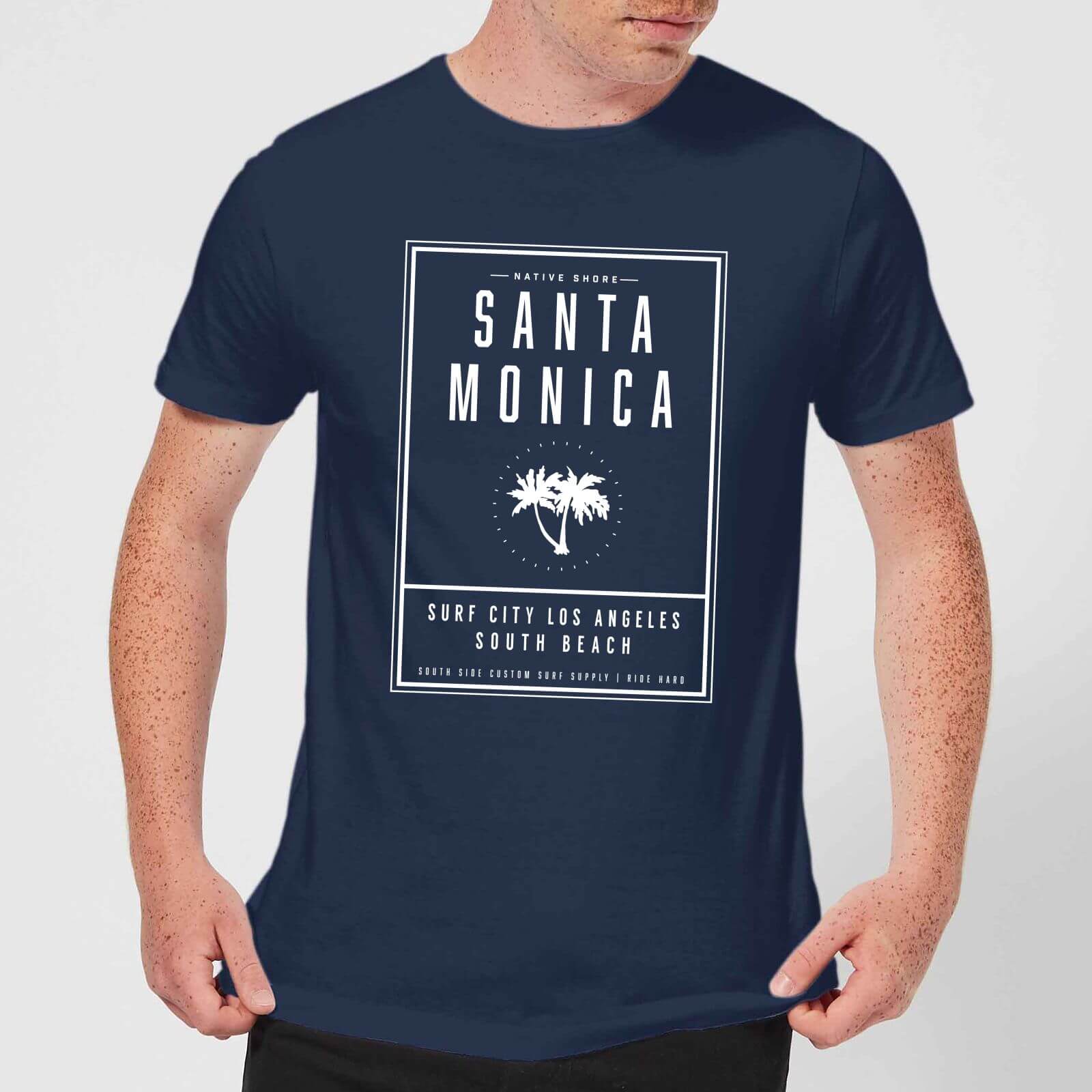Native Shore Men's Santa Monica Surf City T-Shirt - Navy - M - Navy