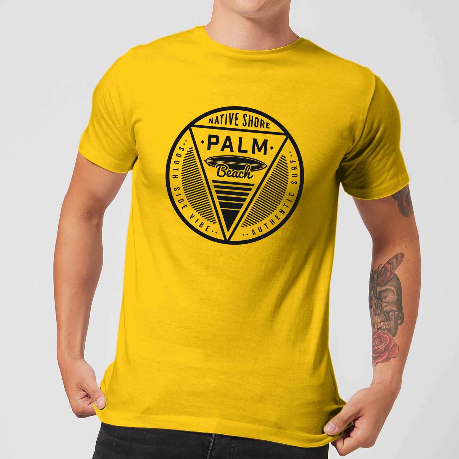 T-Shirt Homme Palm Beach Native Shore - Jaune - XXL - Citron