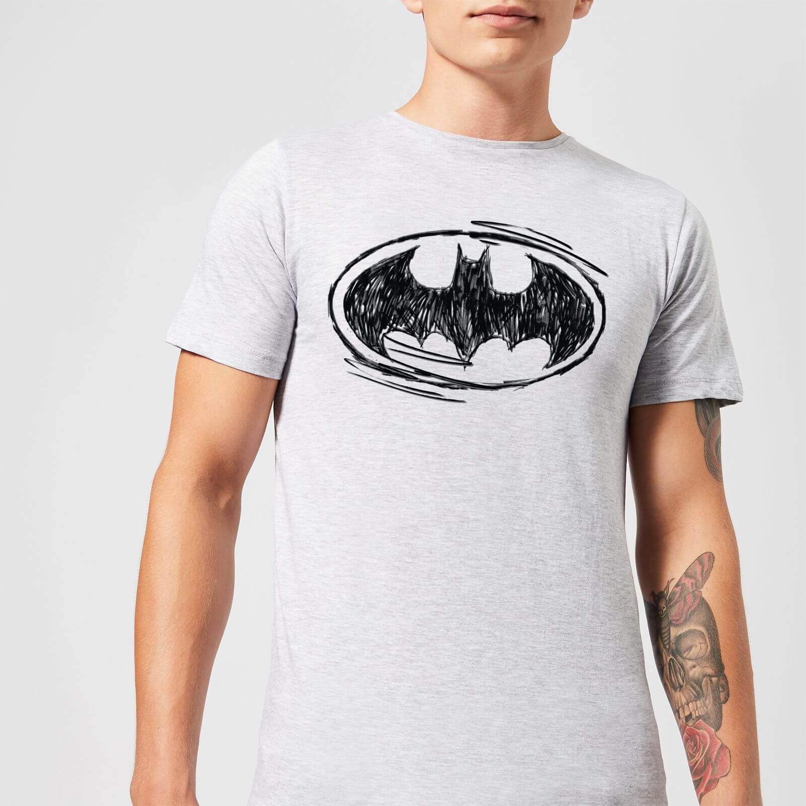 DC Comics Batman Sketch Logo T-Shirt in Grey - 3XL