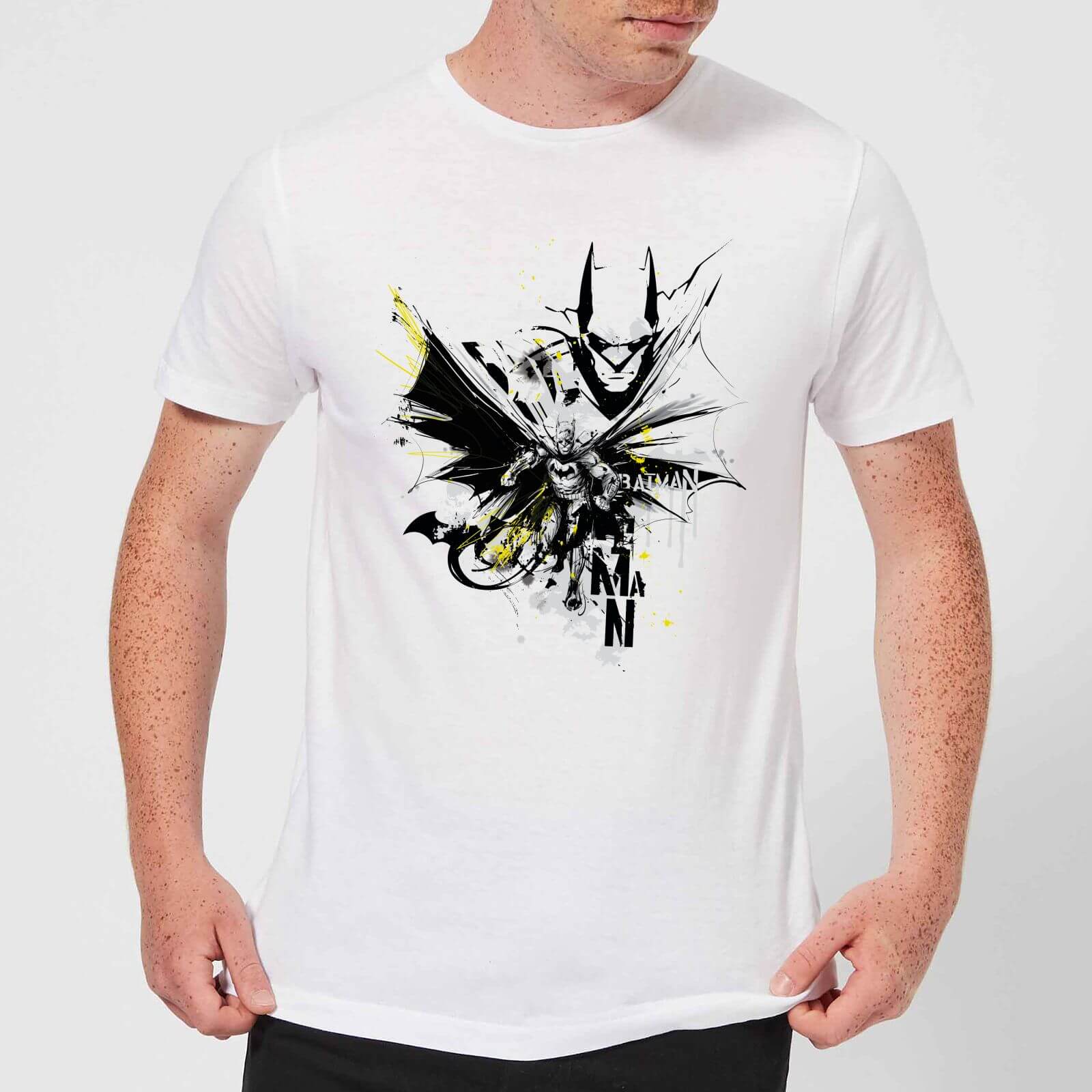DC Comics Batman Batface Splash T-Shirt in White - 3XL - White