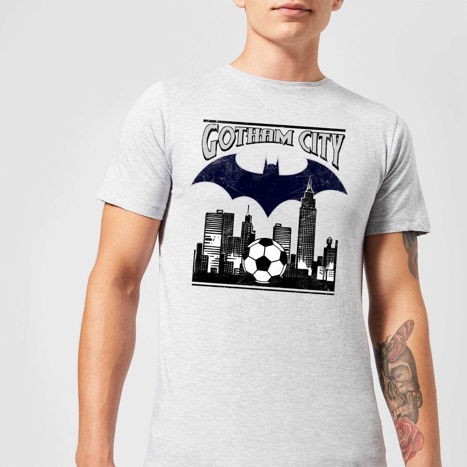 dc comics batman football gotham city t-shirt in grey - 5xl - grey