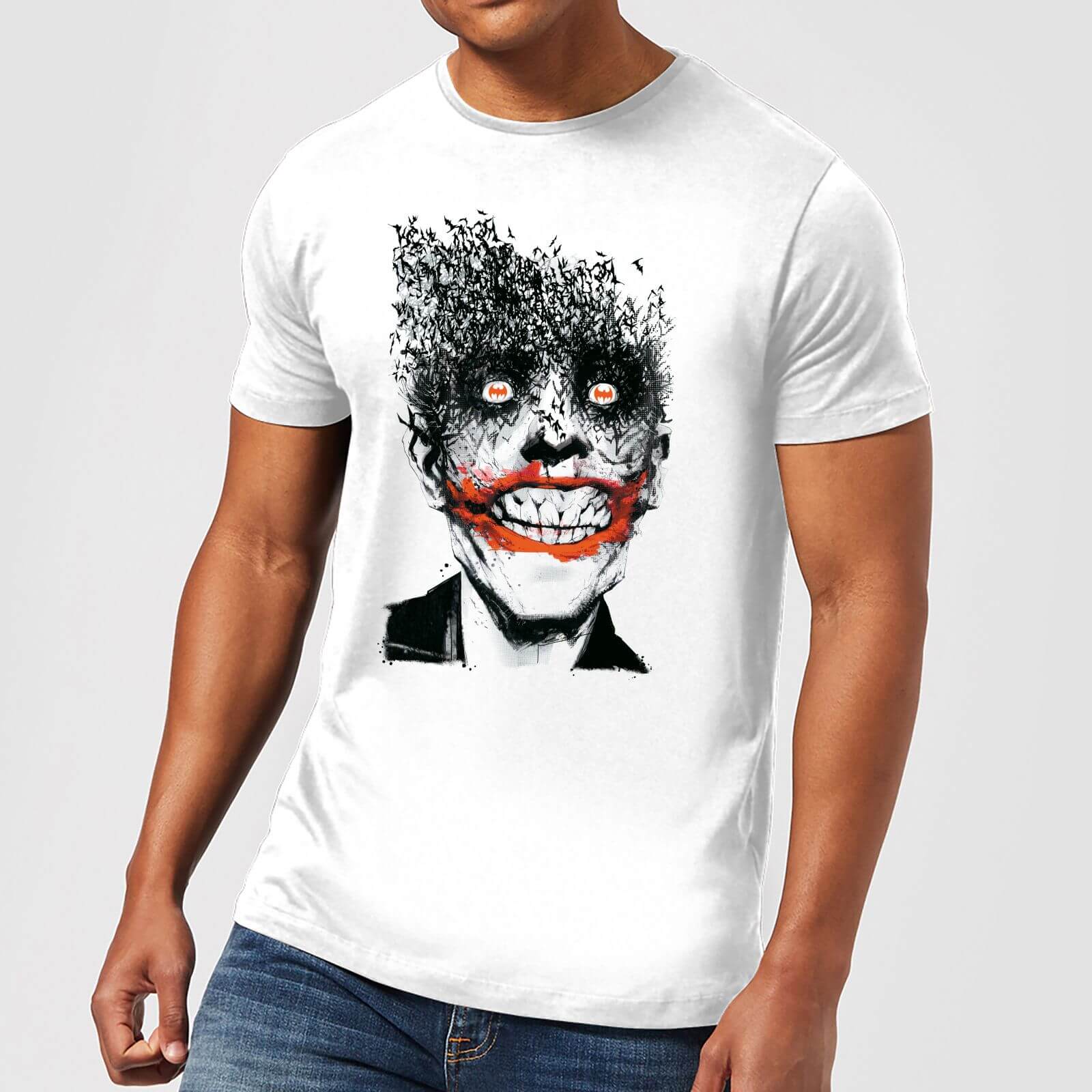 DC Comics Batman Joker Face Of Bats T-Shirt in White - 3XL