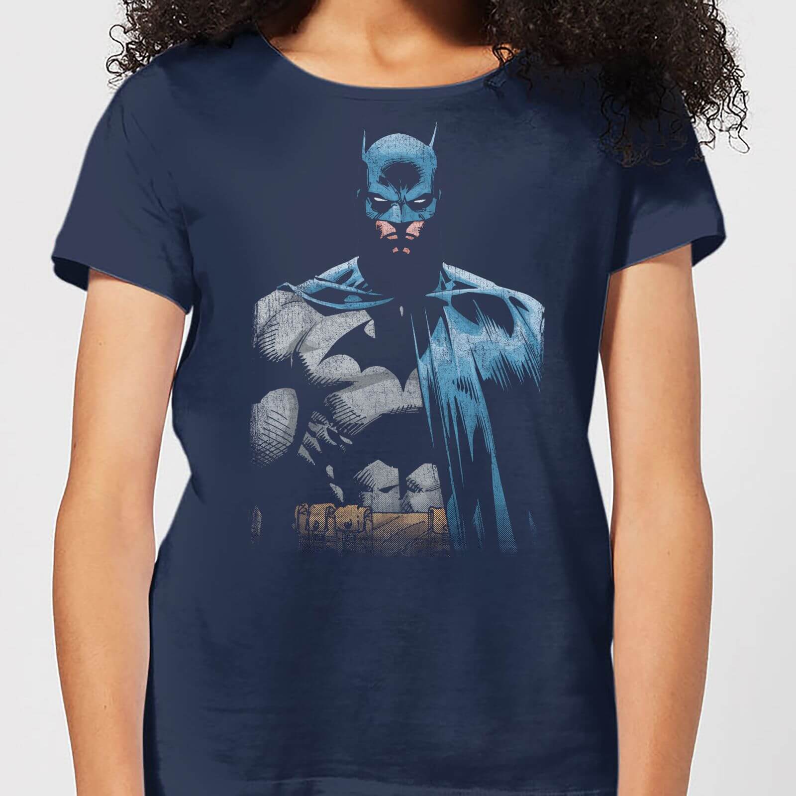 t-shirt dc comics batman close up - navy - donna - m - blu navy