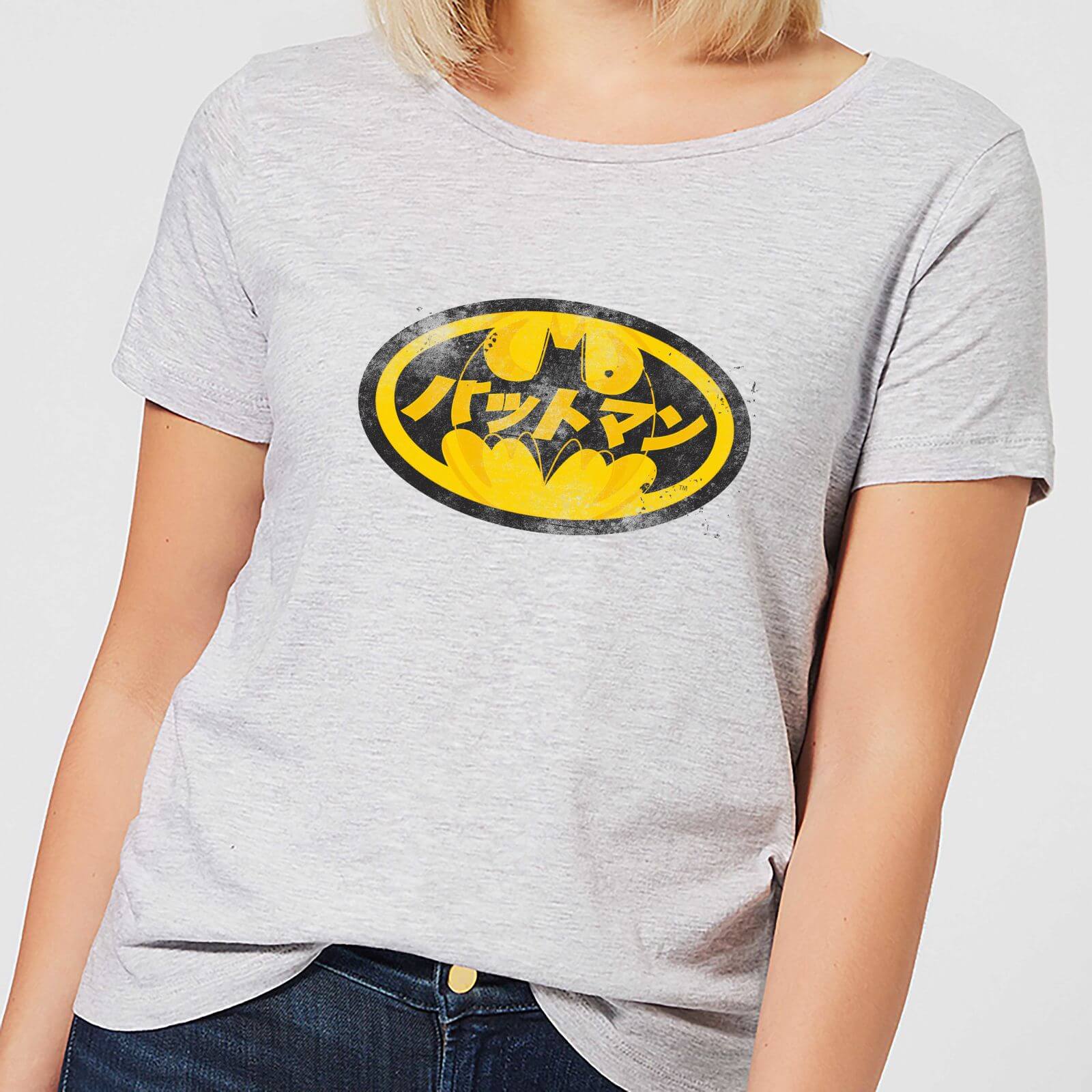 t-shirt dc comics batman japanese logo - grigio - donna - l - grigio