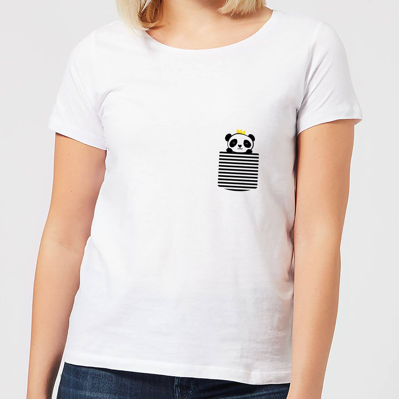 Stripey Panda Pocket Women's T-Shirt - White - 4XL - White