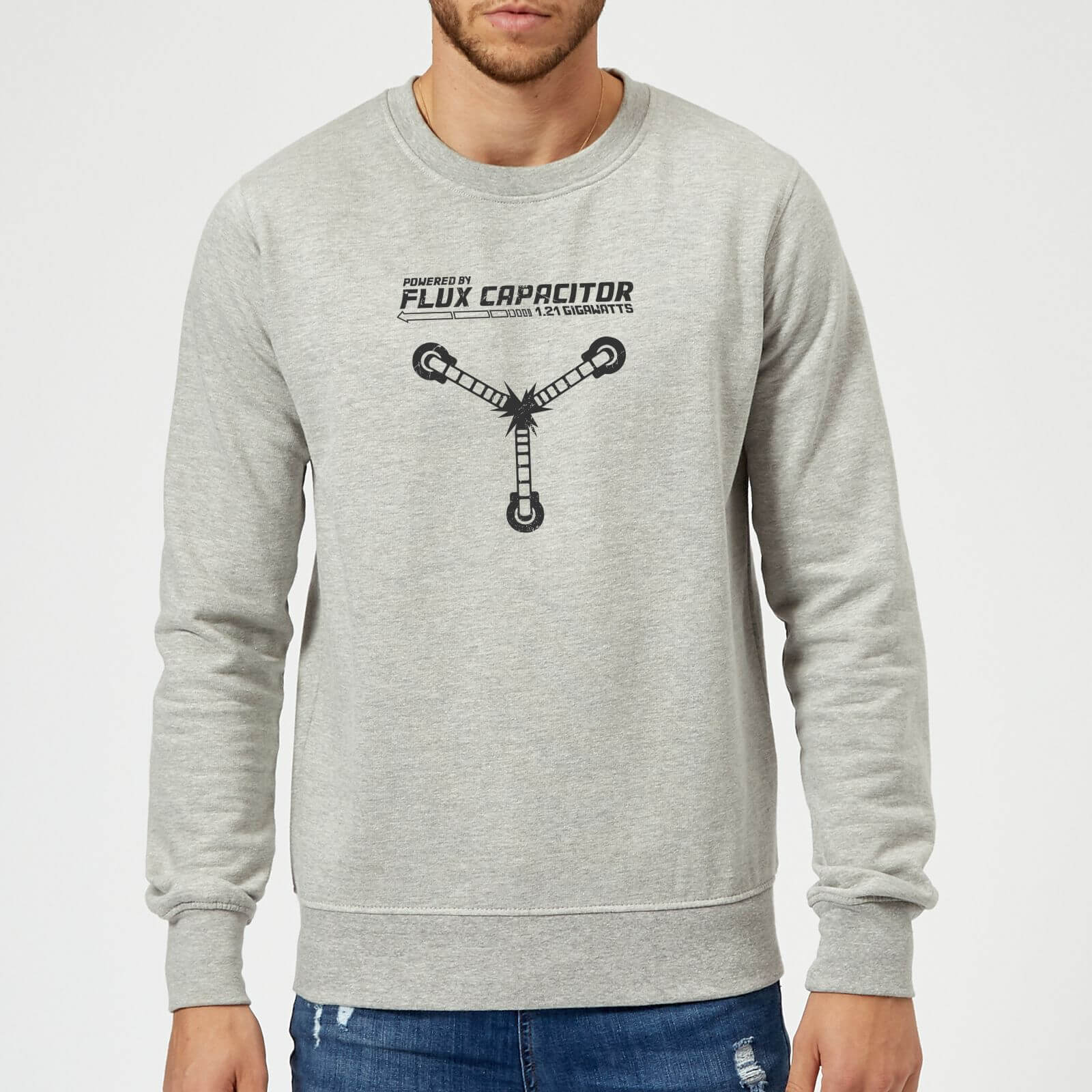 

Back To The Future Powered By Flux Capacitor Sweatshirt - Grey - L